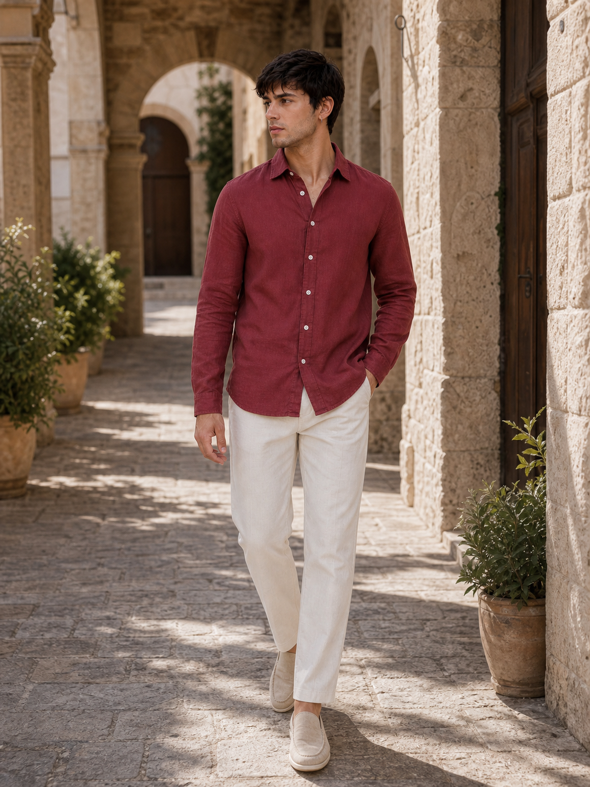 Wine Maroon LYOLEN™ Linen Shirt