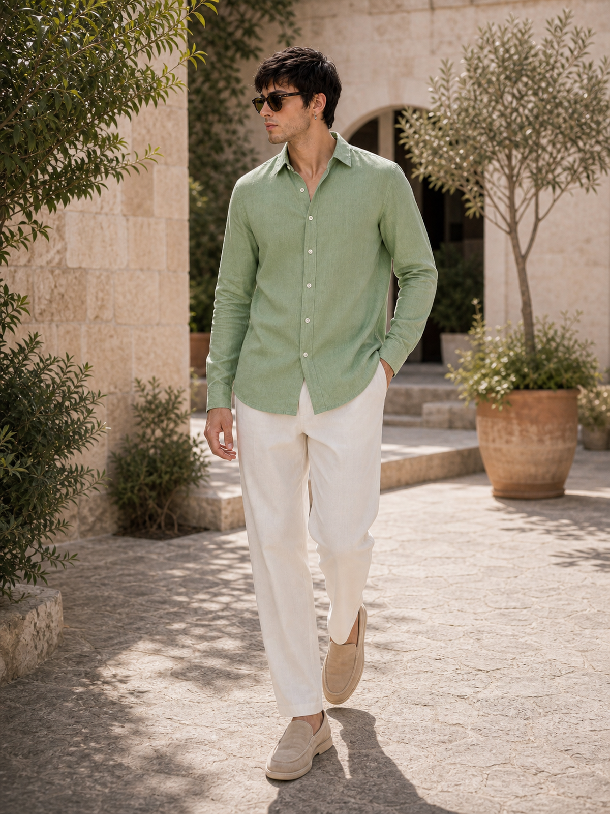 Mint Green LYOLEN™ Linen Shirt | Unisex Premium Linen-Lyocell Blend | Classy Vouge