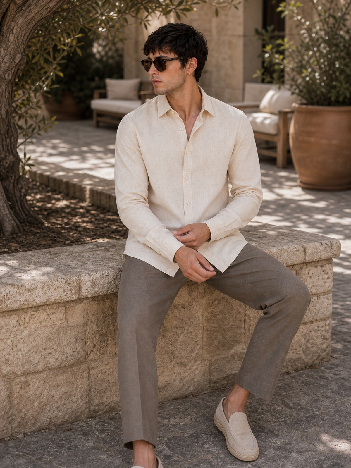 Ivory White LYOLEN™ Linen Shirt | Unisex Premium Linen-Lyocell Blend | Classy Vouge