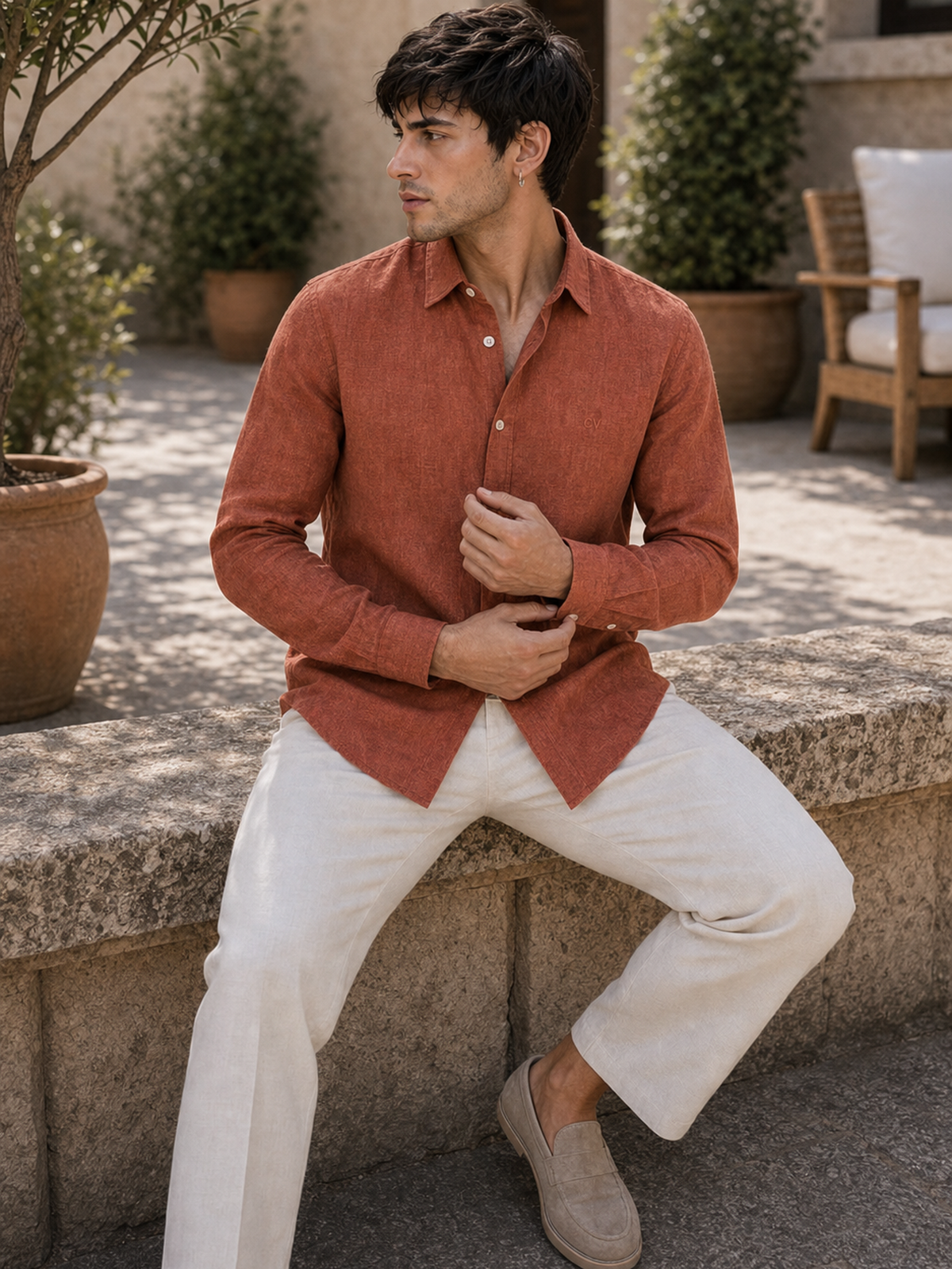 Rust Terracotta LYOLEN™ Linen Shirt | Unisex Premium Linen-Lyocell Blend | Classy Vouge