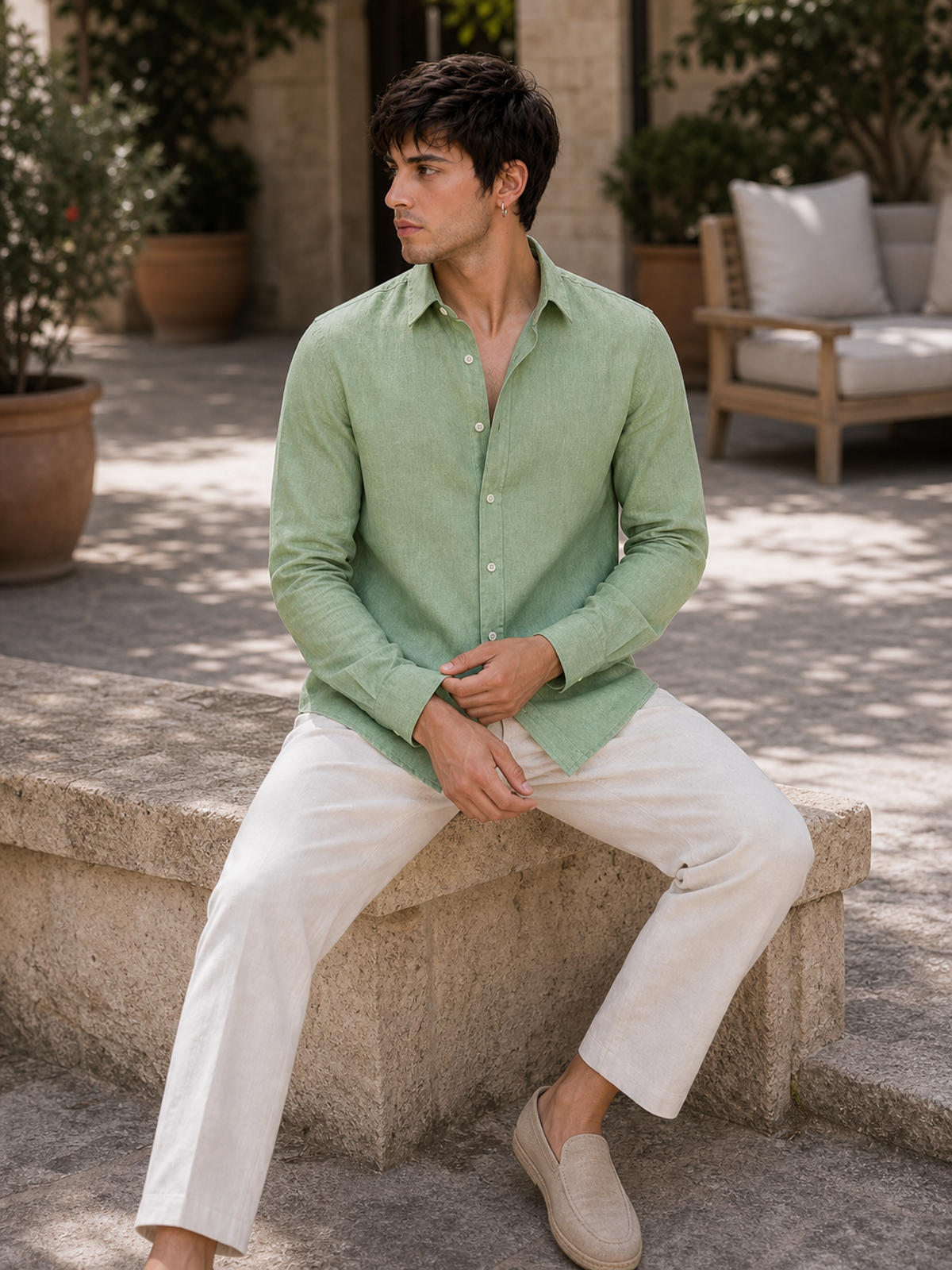 Mint Green LYOLEN™ Linen Shirt | Unisex Premium Linen-Lyocell Blend | Classy Vouge