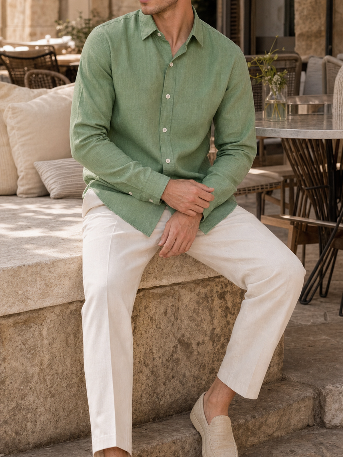 Sage Green LYOLEN™ Linen Shirt | Unisex Premium Linen-Lyocell Blend | Classy Vouge