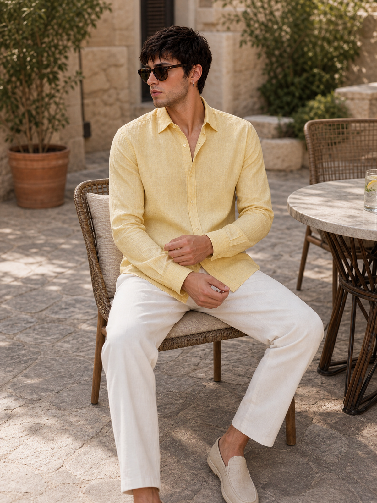 Pastel Yellow LYOLEN™ Linen Shirt | Unisex Premium Linen-Lyocell Blend | Classy Vouge