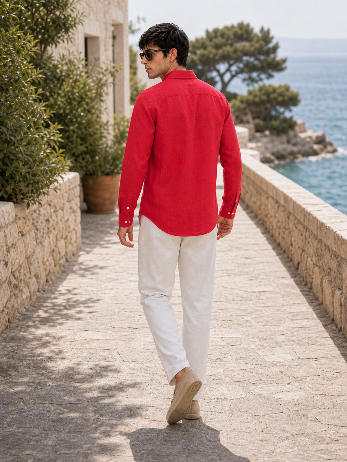 Red LYOLEN™ Linen Shirt | Unisex Premium Linen-Lyocell Blend | Classy Vouge