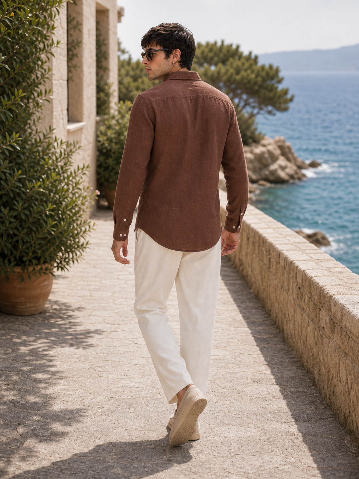 Men's Coffee Brown LYOLEN™ Linen Shirt
