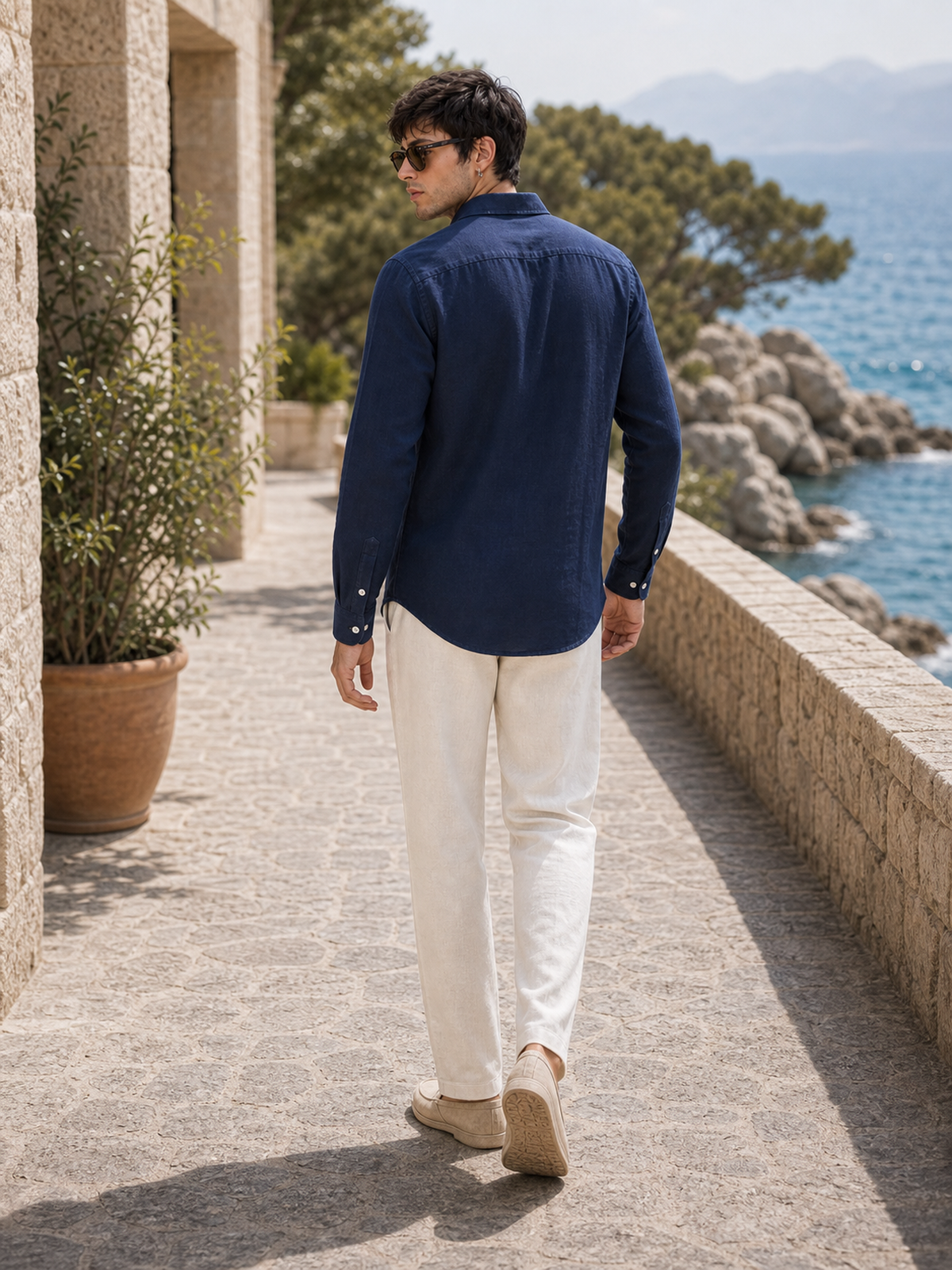 Navy Blue LYOLEN™ Linen Shirt | Unisex Premium Linen-Lyocell Blend | Classy Vouge