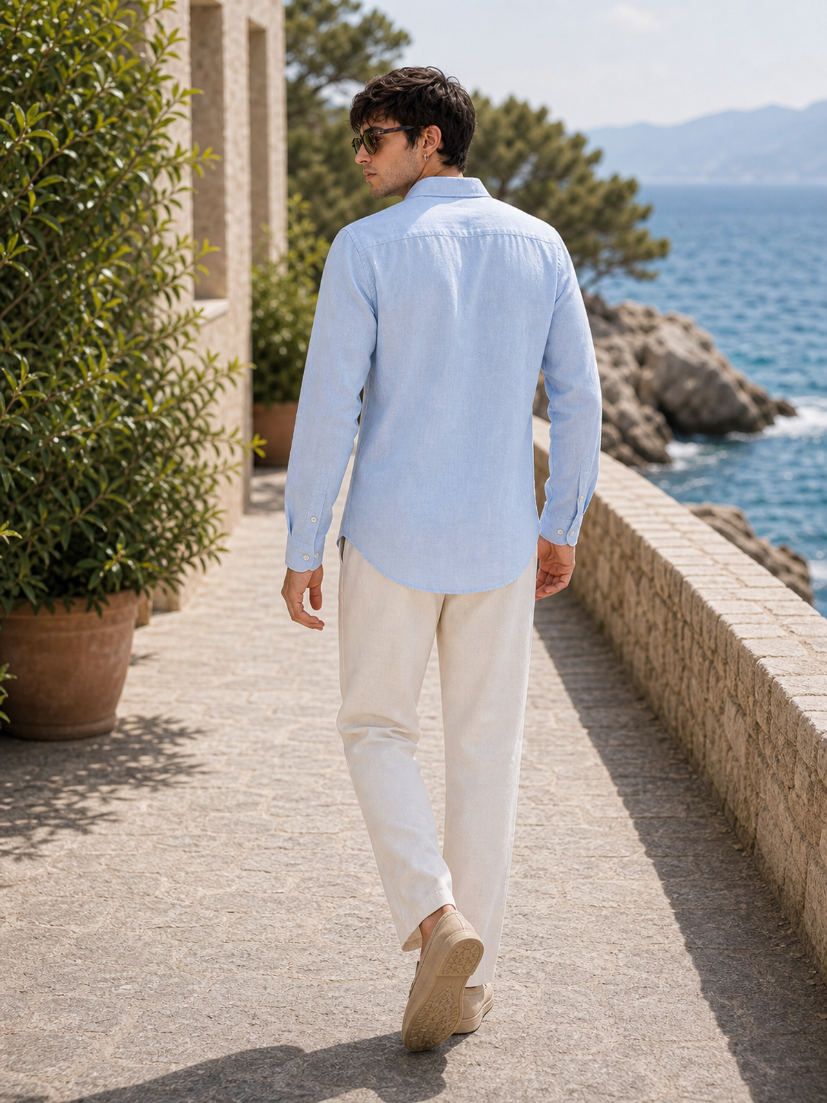 Powder Blue LYOLEN™ Linen Shirt | Unisex Premium Linen-Lyocell Blend | Classy Vouge
