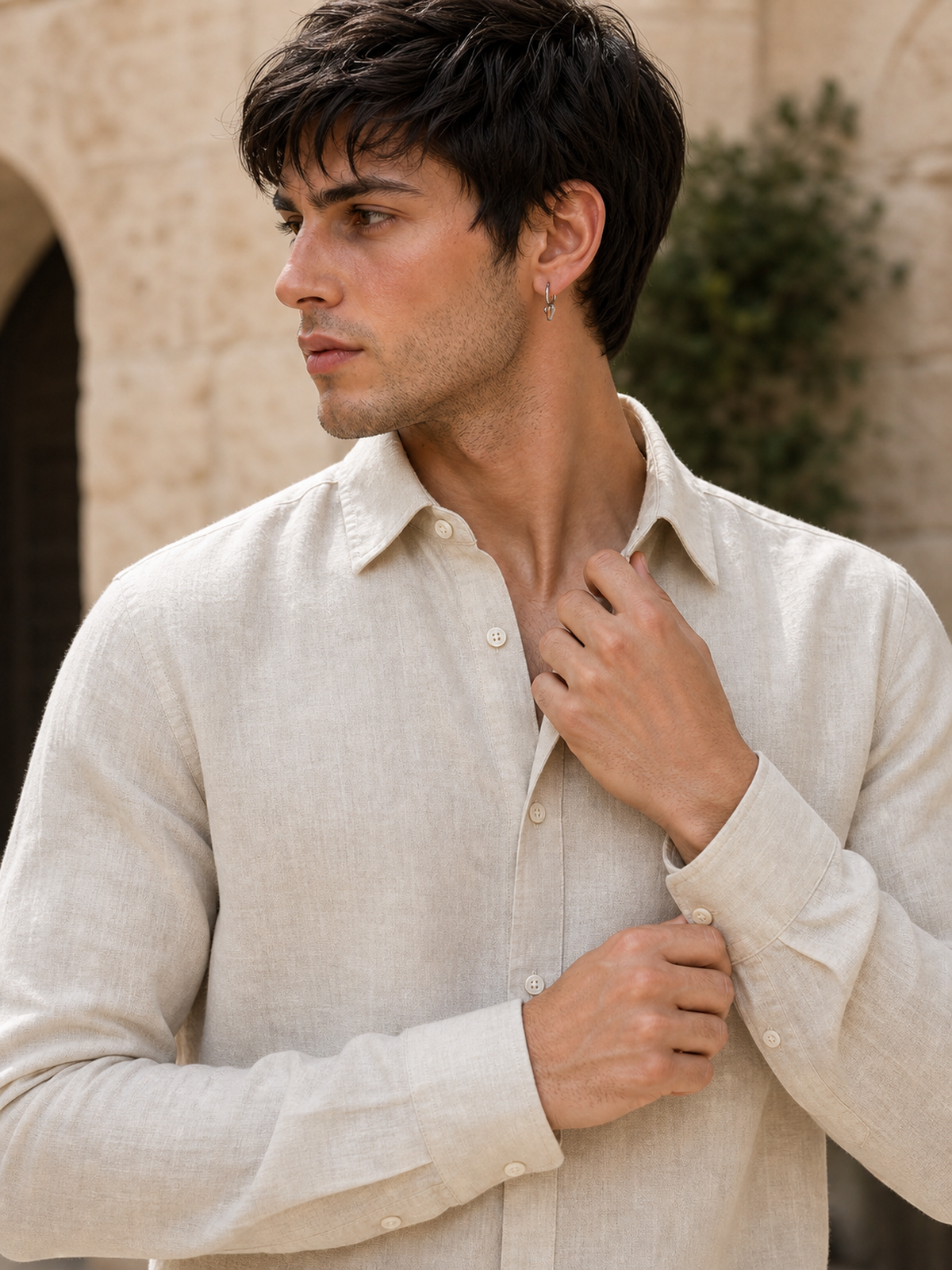 Ivory White LYOLEN™ Linen Shirt | Unisex Premium Linen-Lyocell Blend | Classy Vouge