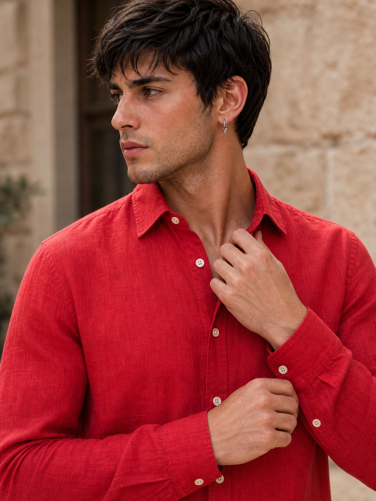 Red LYOLEN™ Linen Shirt | Unisex Premium Linen-Lyocell Blend | Classy Vouge