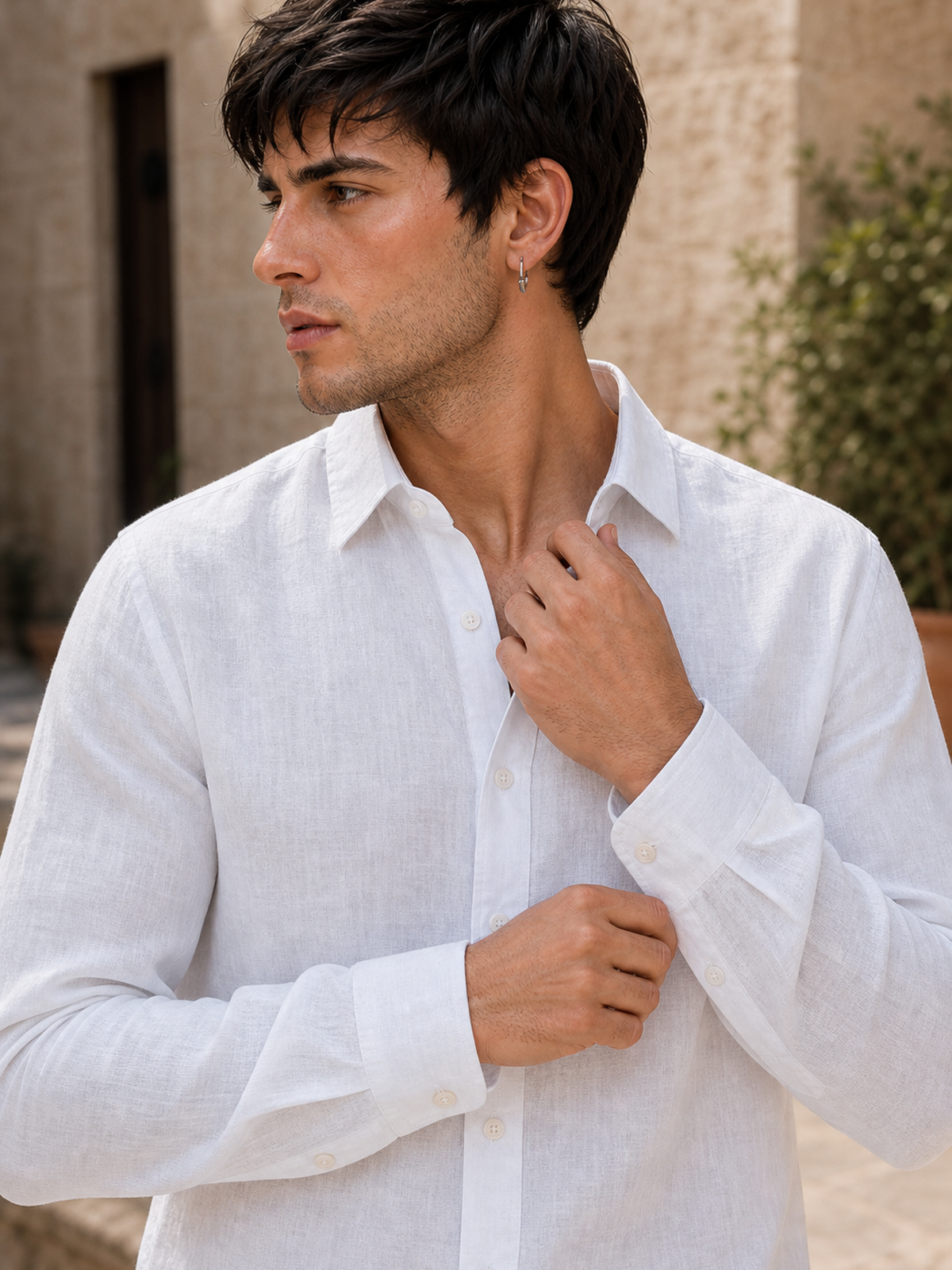 White LYOLEN™ Linen Shirt | Unisex Premium Linen-Lyocell Blend | Classy Vouge