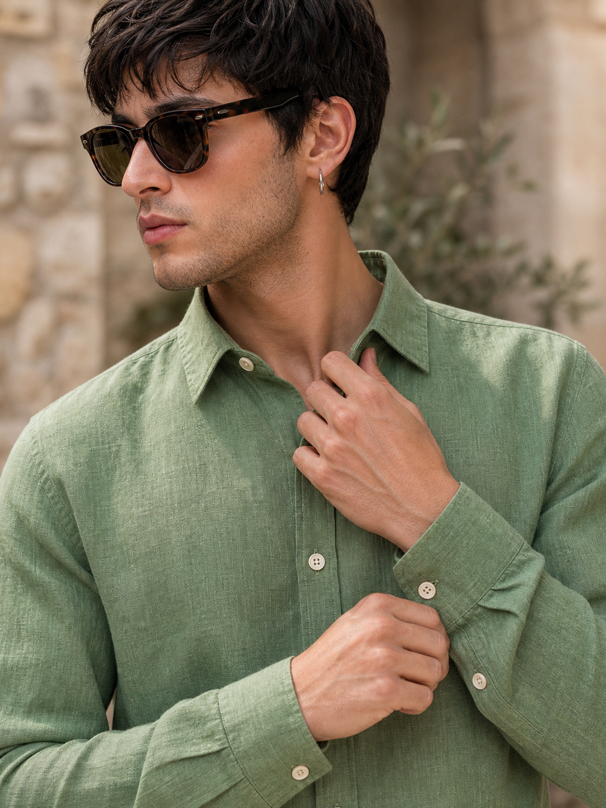 Sage Green LYOLEN™ Linen Shirt | Unisex Premium Linen-Lyocell Blend | Classy Vouge