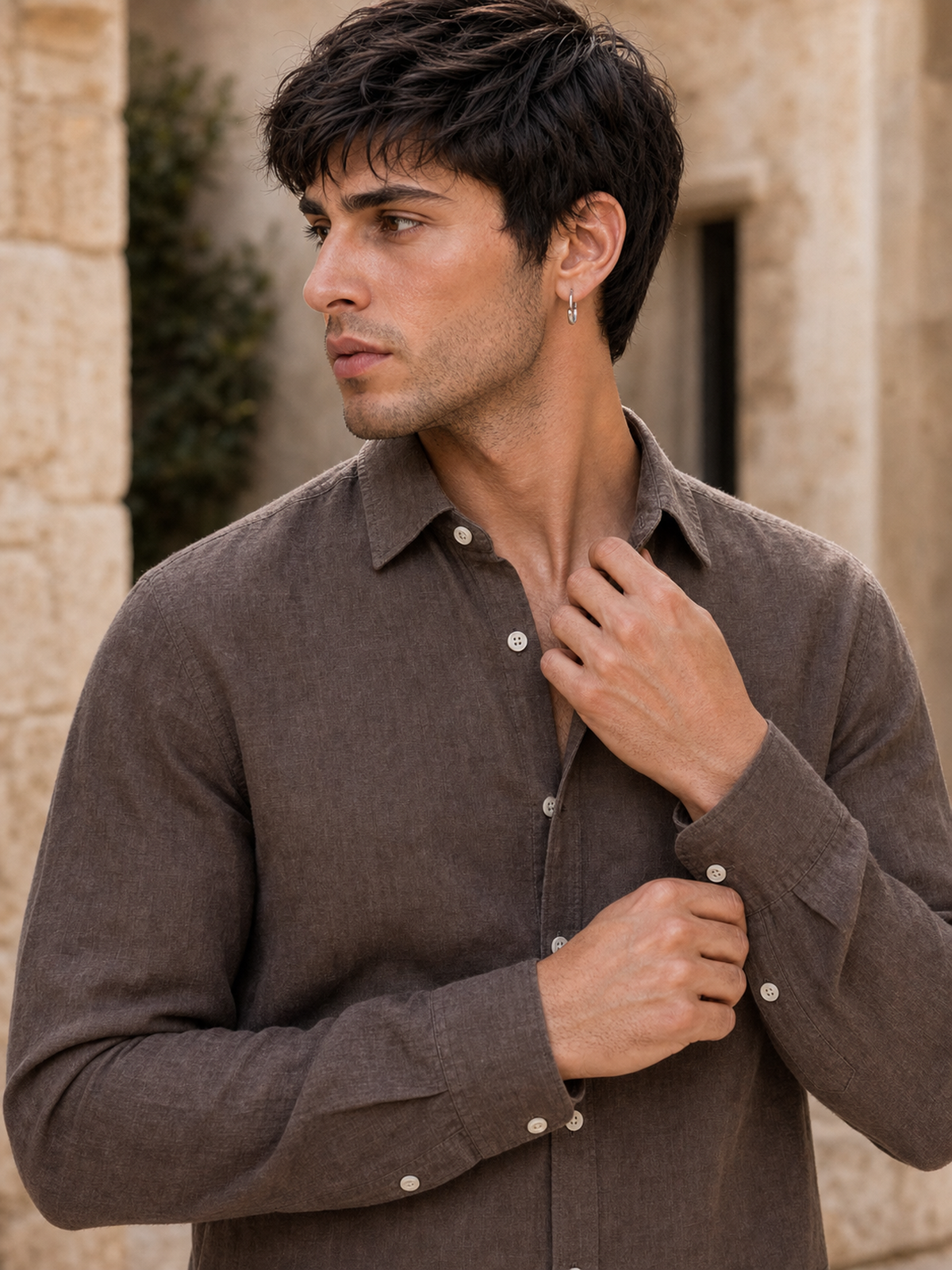 Coffee Brown LYOLEN™ Linen Shirt | Unisex Premium Linen-Lyocell Blend | Classy Vouge
