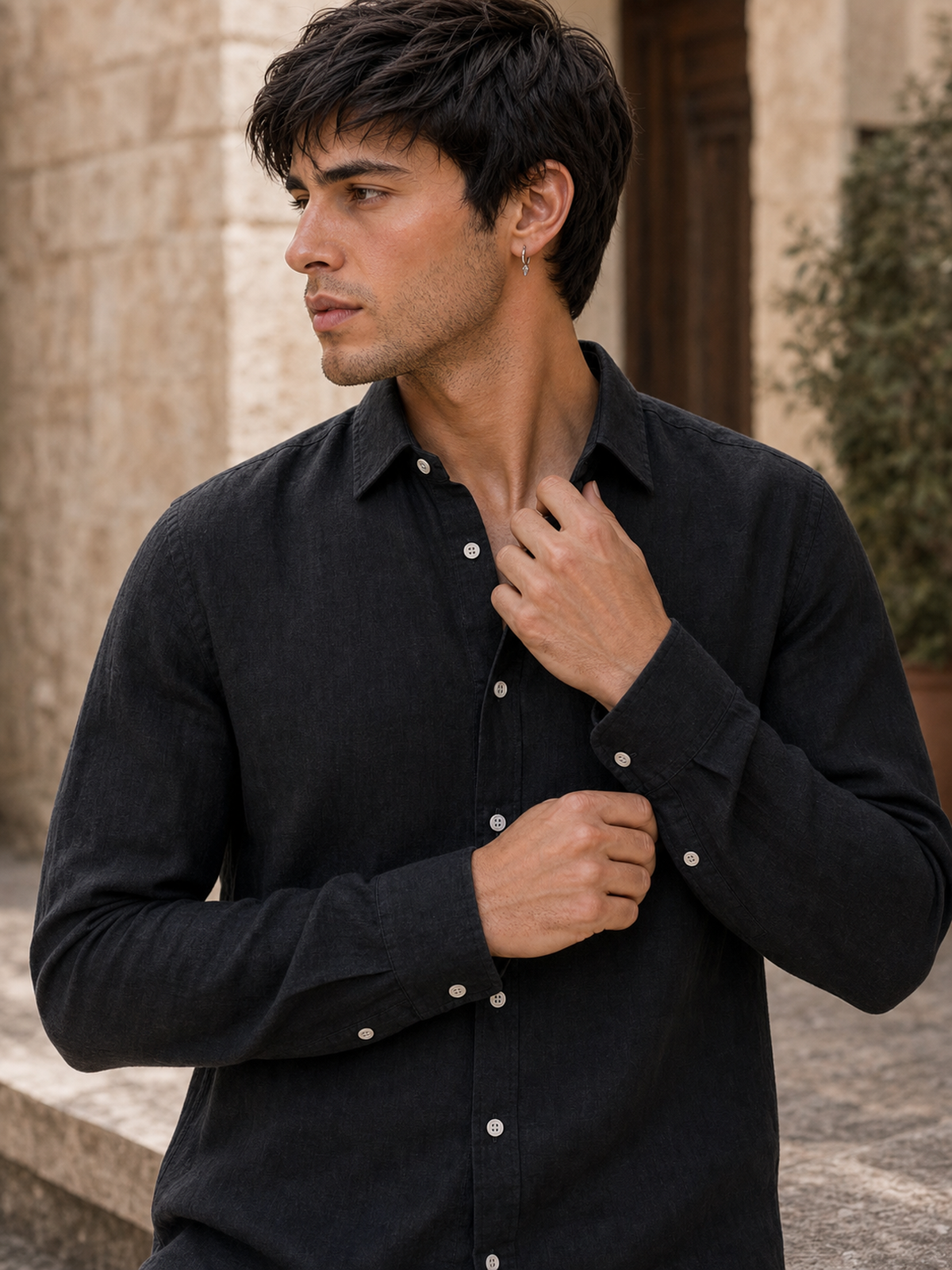 Classic Black LYOLEN™ Linen Shirt | Unisex Premium Linen-Lyocell Blend | Classy Vouge