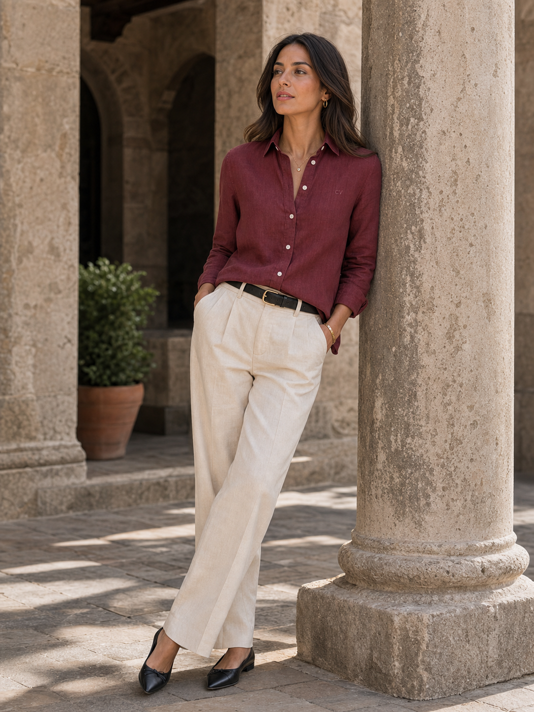 Wine Maroon LYOLEN™ Linen Shirt