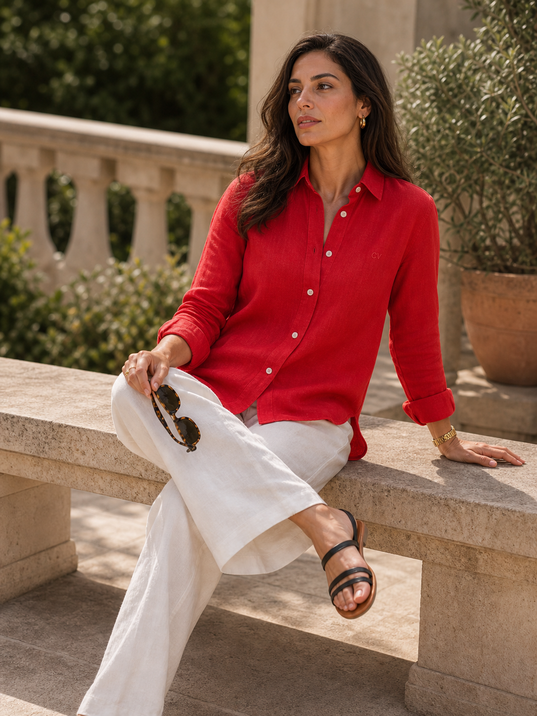 Red LYOLEN™ Linen Shirt | Unisex Premium Linen-Lyocell Blend | Classy Vouge