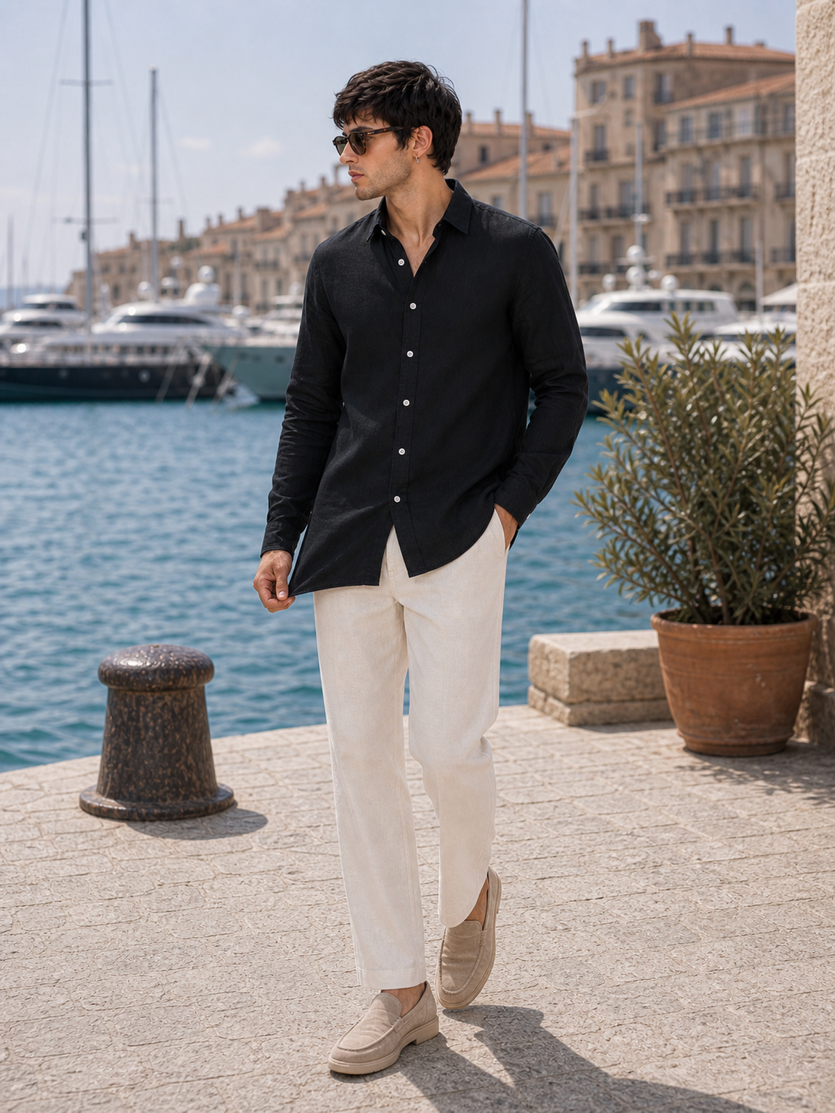 Classic Black LYOLEN™ Linen Shirt | Unisex Premium Linen-Lyocell Blend | Classy Vouge