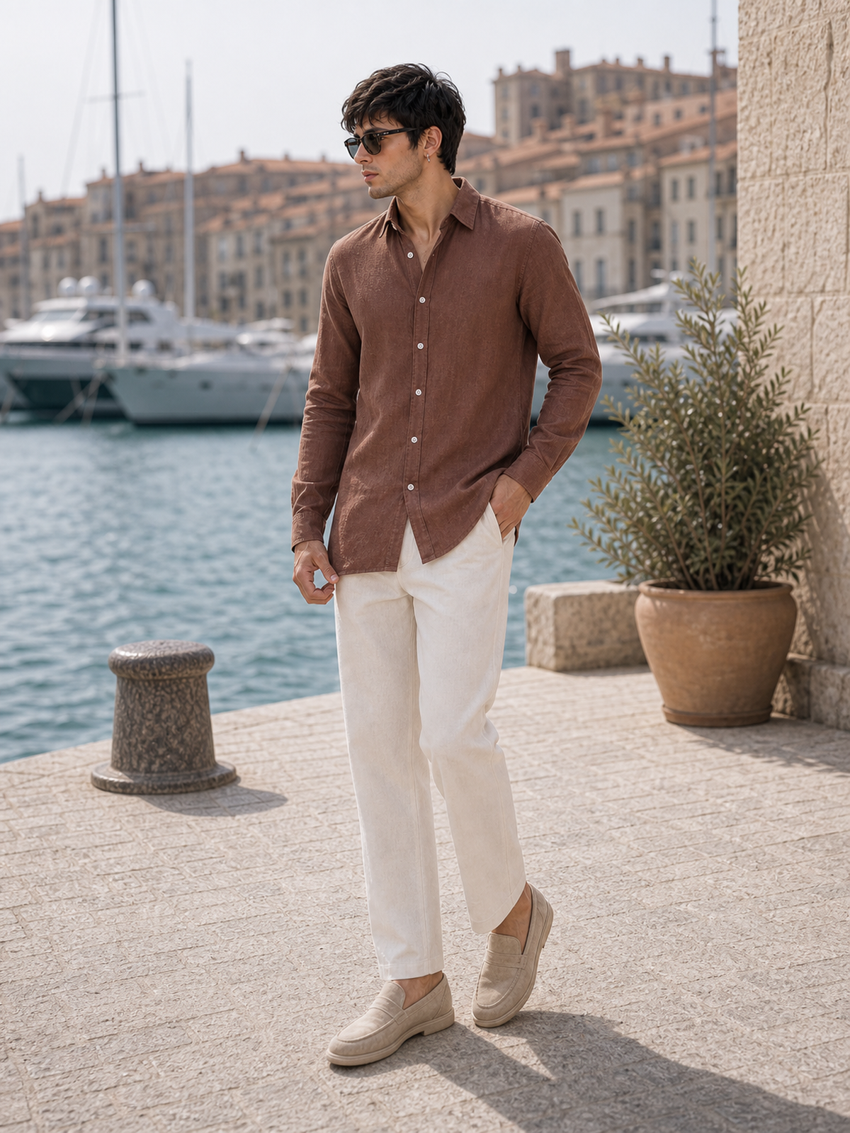 Men's Coffee Brown LYOLEN™ Linen Shirt