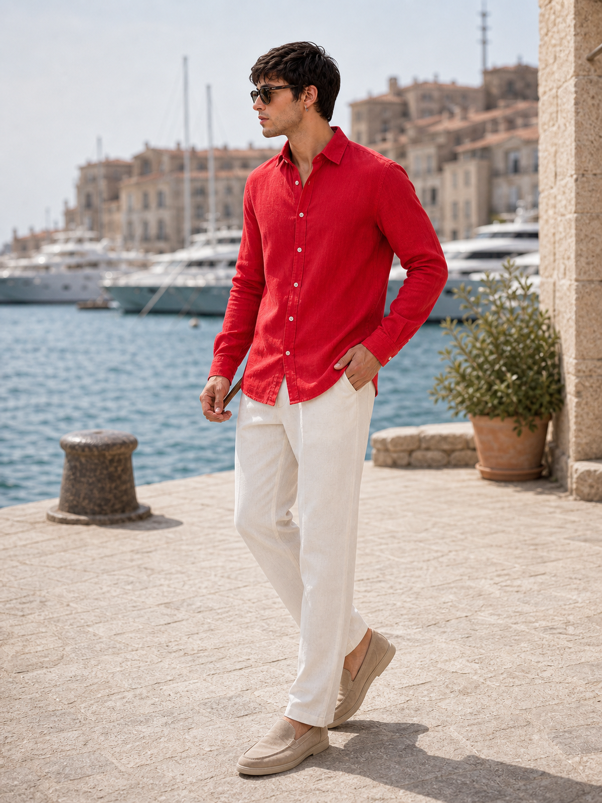 Red LYOLEN™ Linen Shirt | Unisex Premium Linen-Lyocell Blend | Classy Vouge