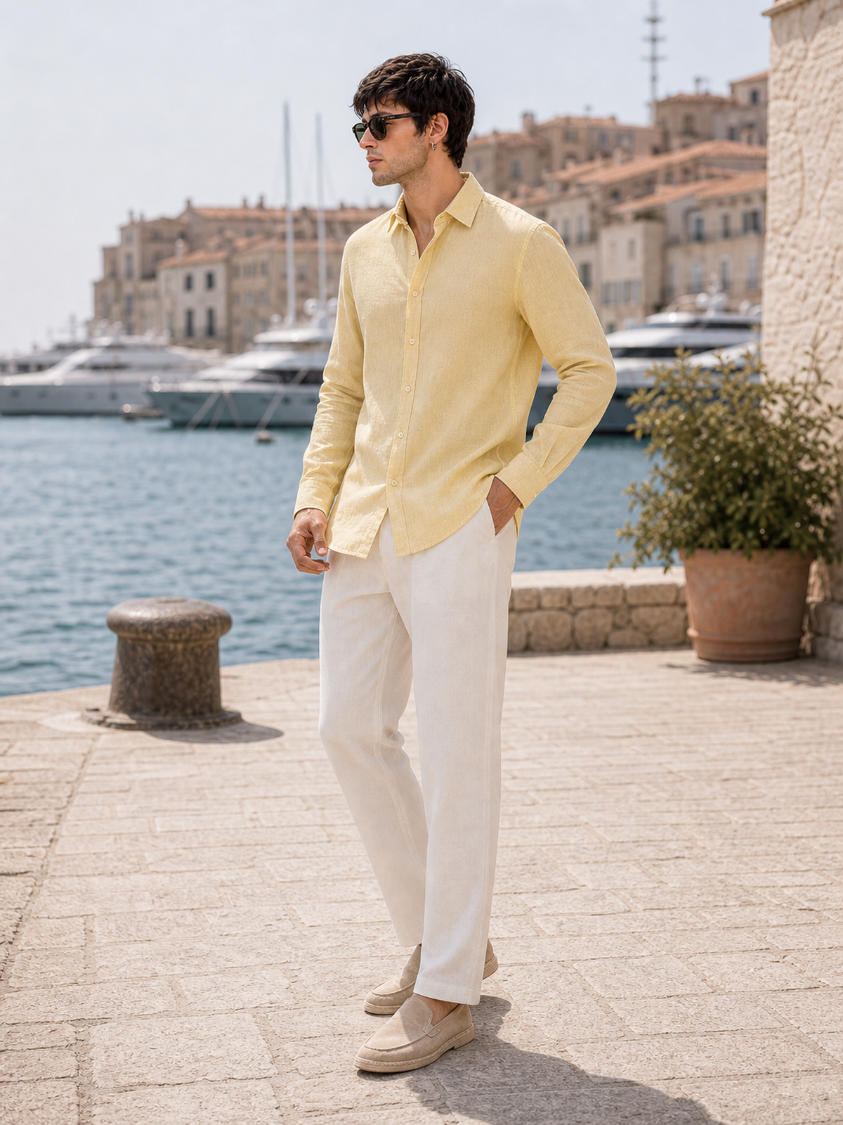 Pastel Yellow LYOLEN™ Linen Shirt | Unisex Premium Linen-Lyocell Blend | Classy Vouge