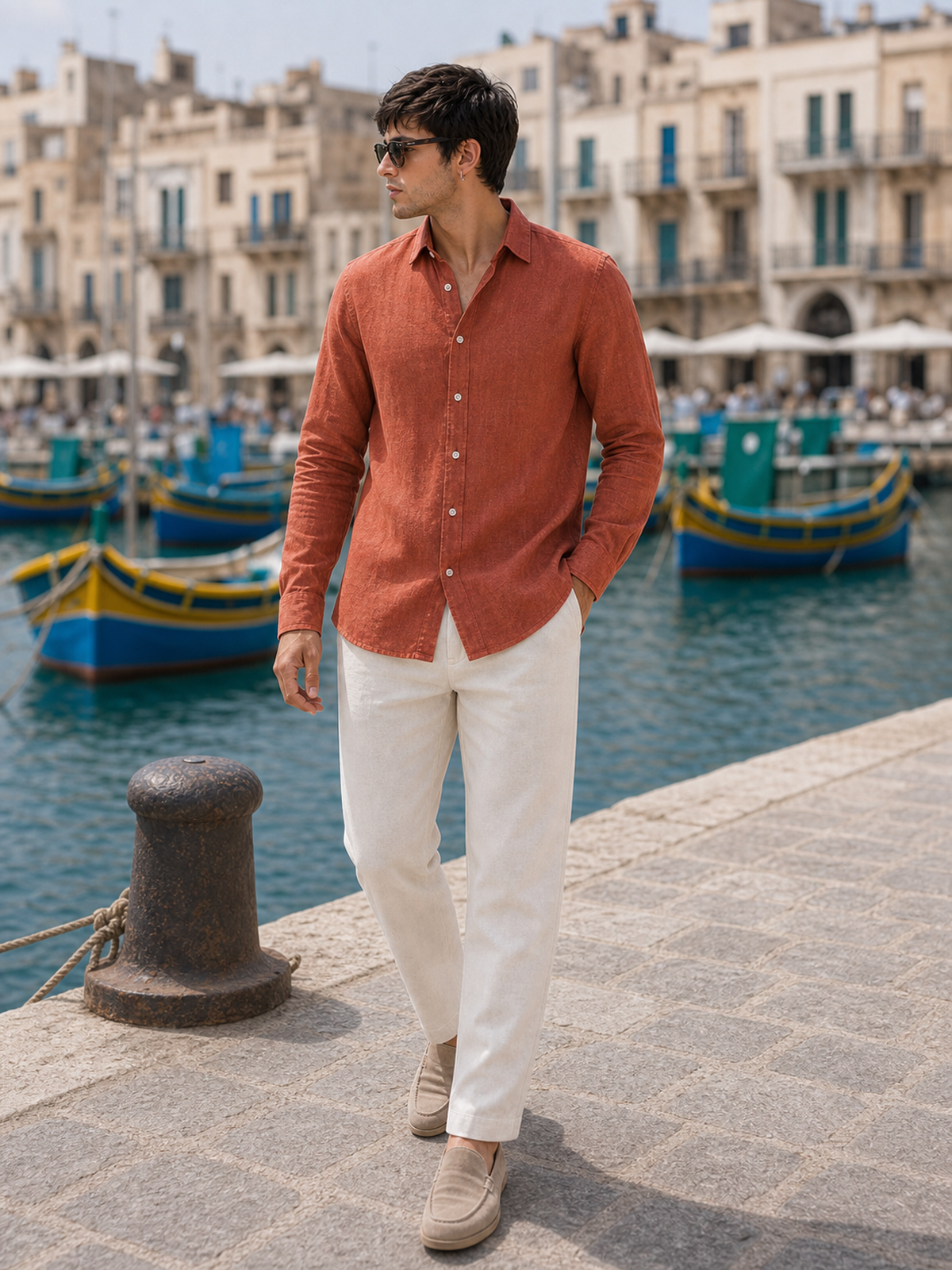 Rust Terracotta LYOLEN™ Linen Shirt | Unisex Premium Linen-Lyocell Blend | Classy Vouge