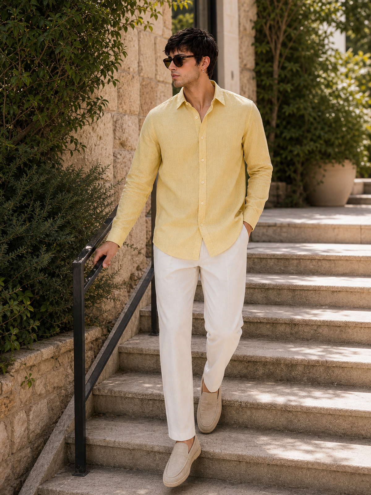 Pastel Yellow LYOLEN™ Linen Shirt | Unisex Premium Linen-Lyocell Blend | Classy Vouge