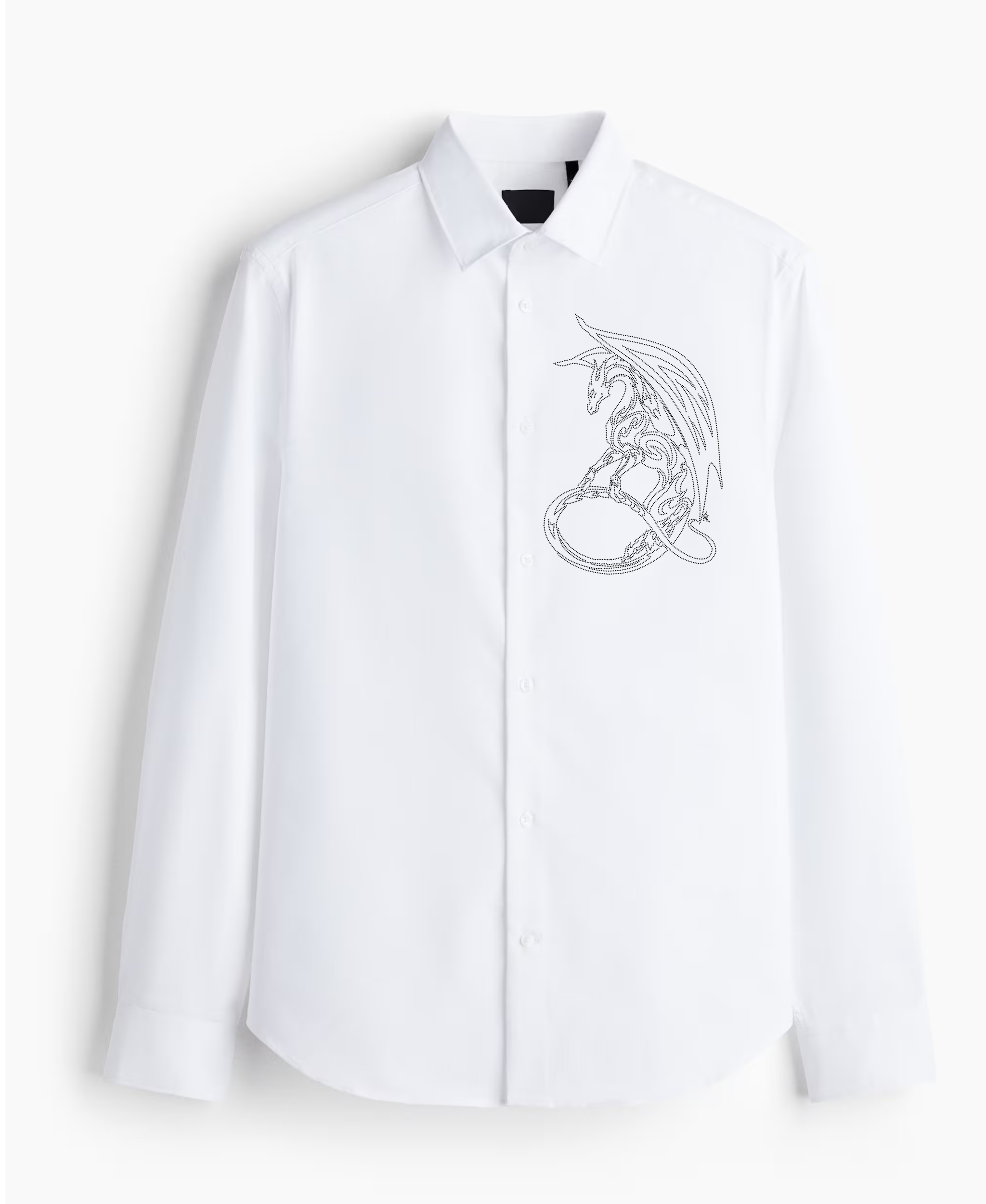 Men's White Shirt with Dragon Graphic Design