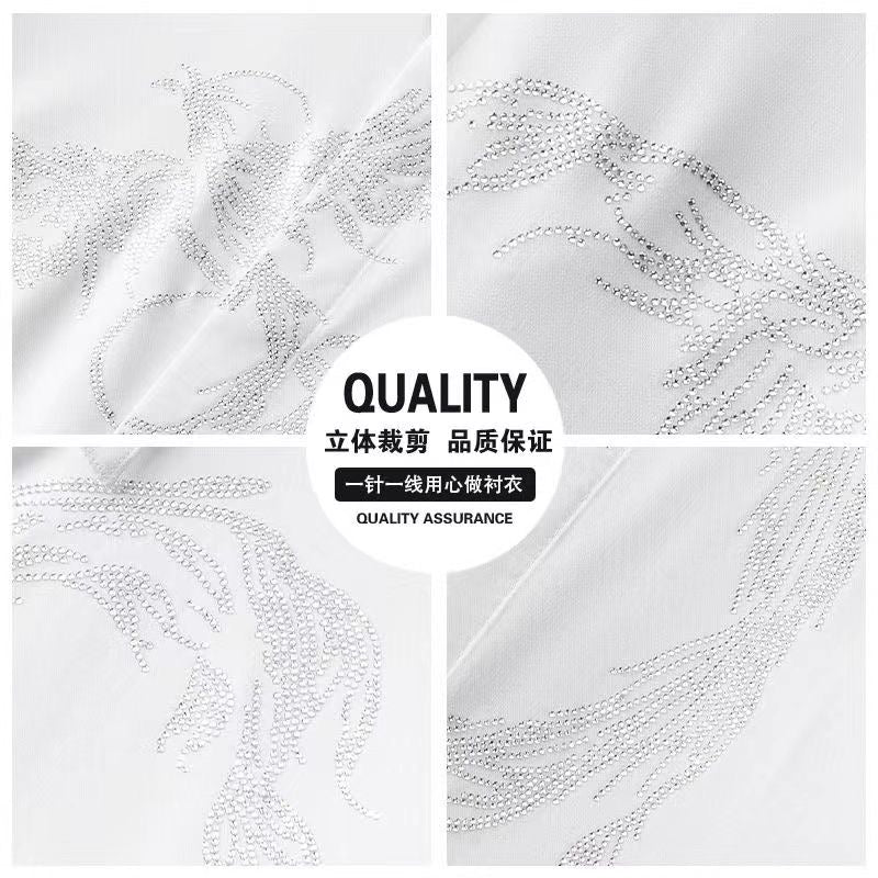 Men’s Elegant Shirt with Silver Phoenix Embroidery