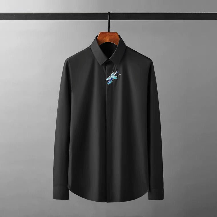 Noir Bloom Crystal Embroidered Shirt