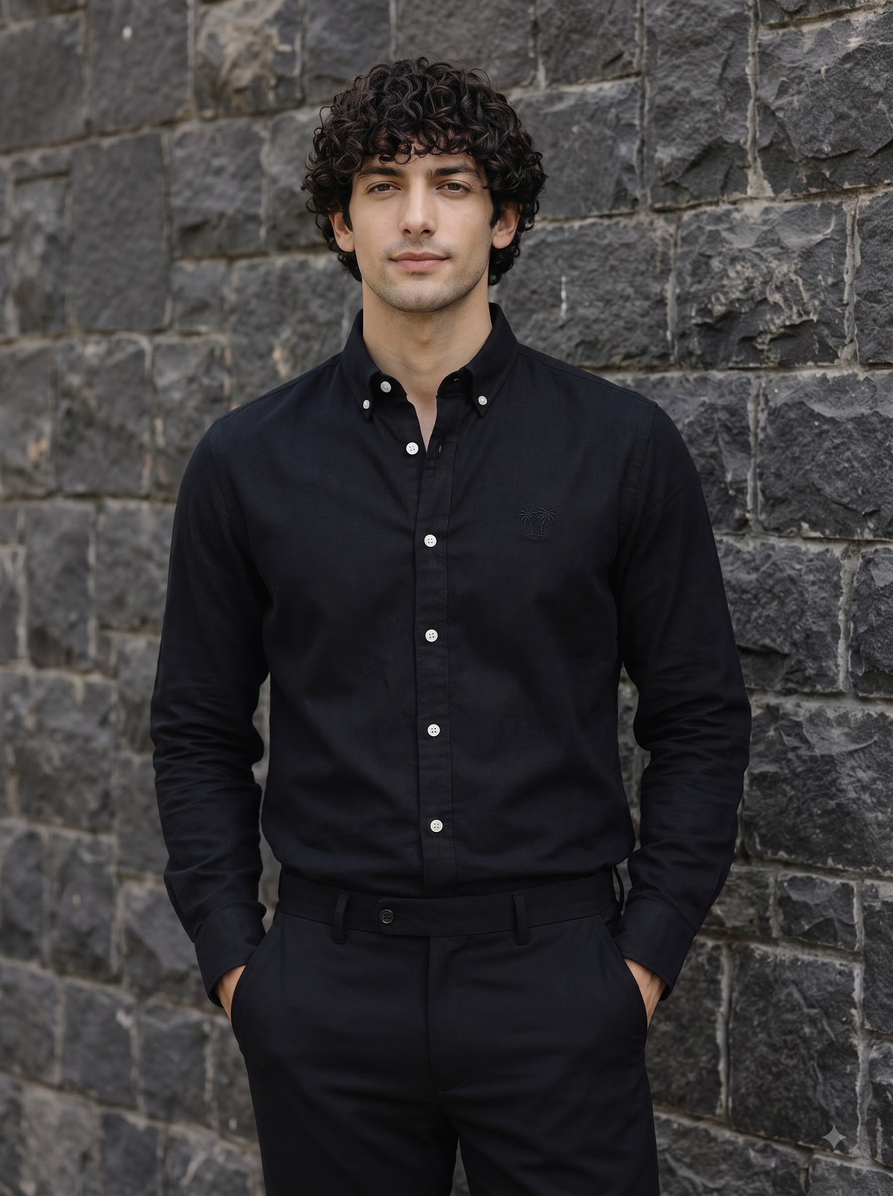 Men's Midnight Black Linen Button-Down Shirt | Breathable Casual Shirt