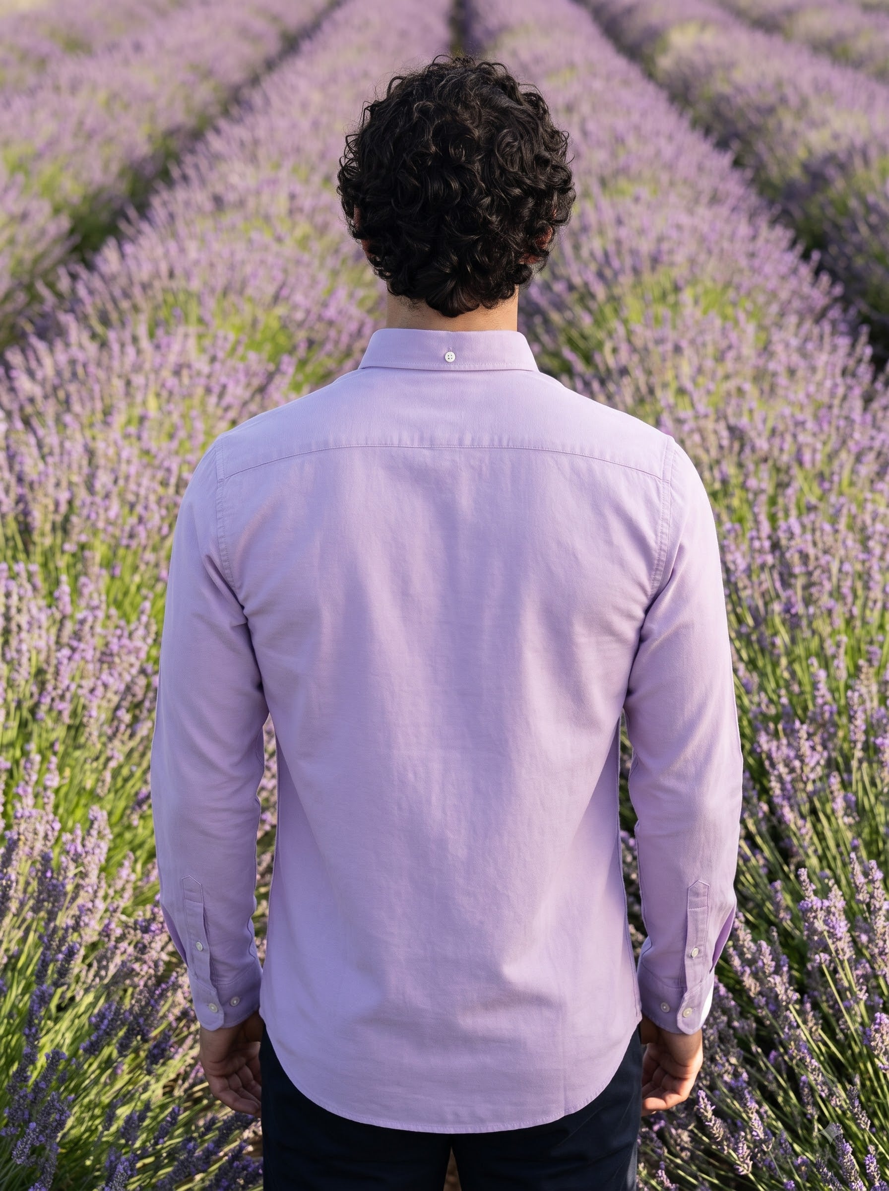 Men's Lilac Mist Linen Button-Down Shirt | Breathable Casual Shirt