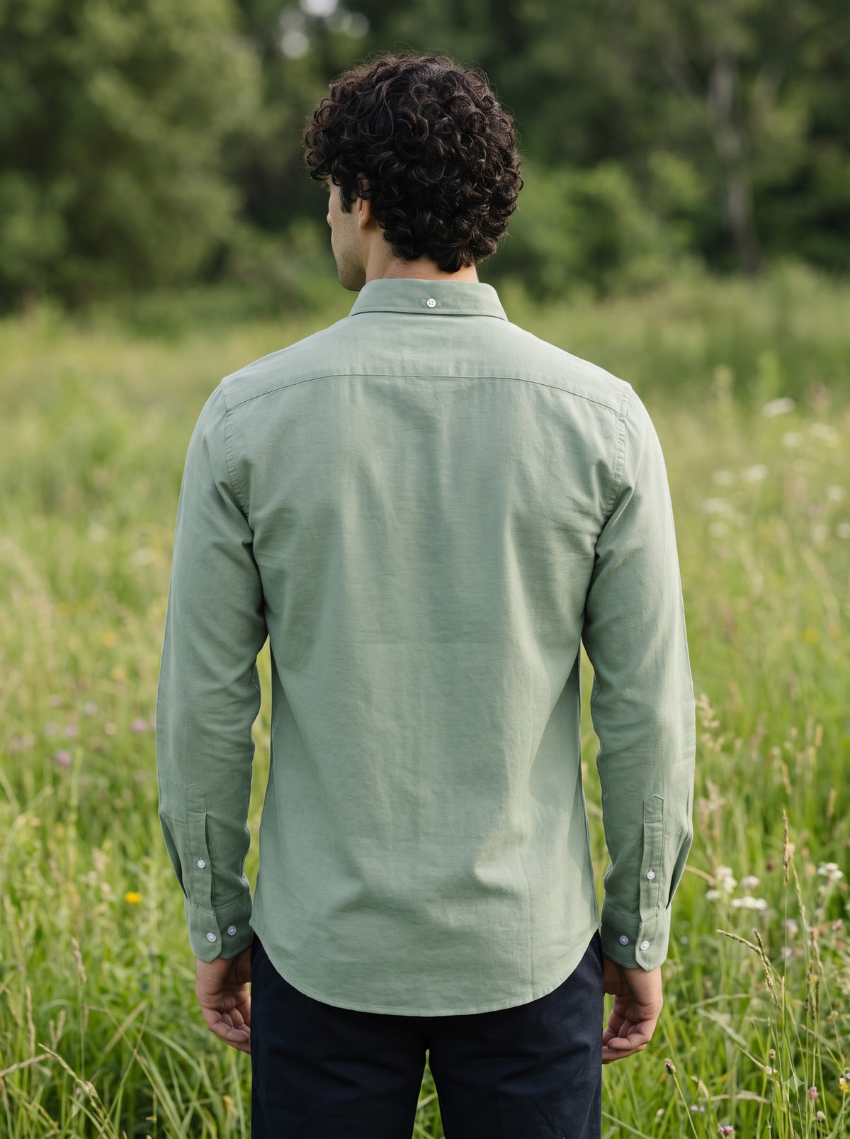 Men's Sage Mist Linen Button-Down Shirt | Breathable Casual Shirt