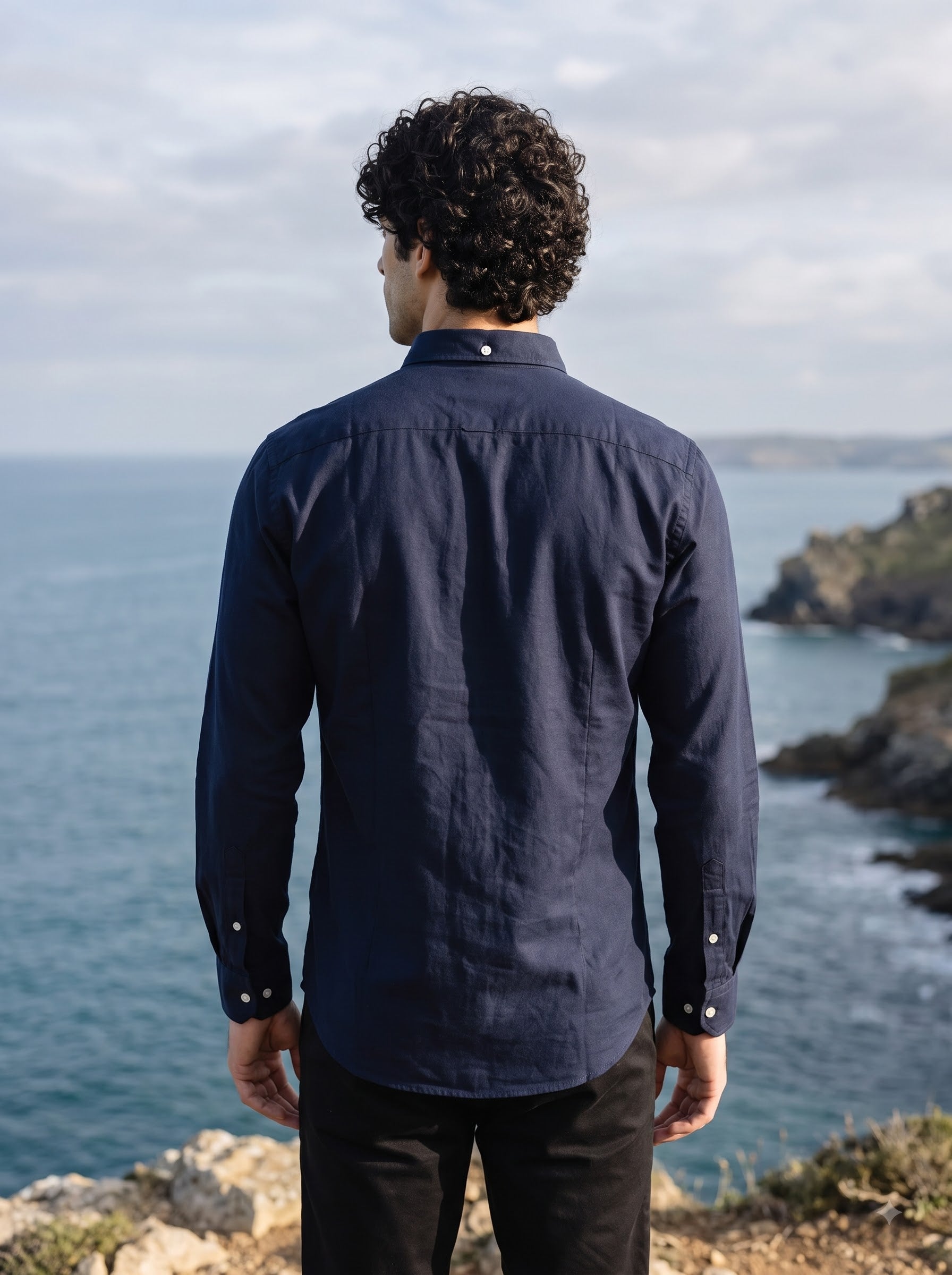 Men's Deep Navy Linen Button-Down Shirt | Breathable Casual Shirt
