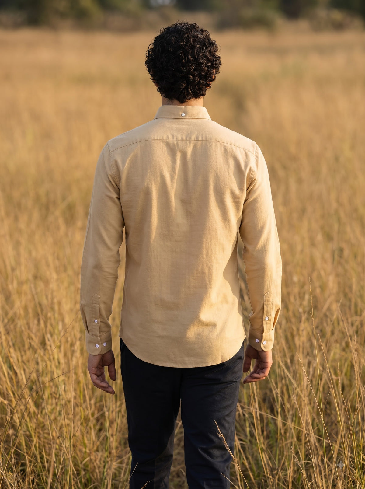 Men's Desert Khaki Linen Button-Down Shirt | Breathable Casual Shirt