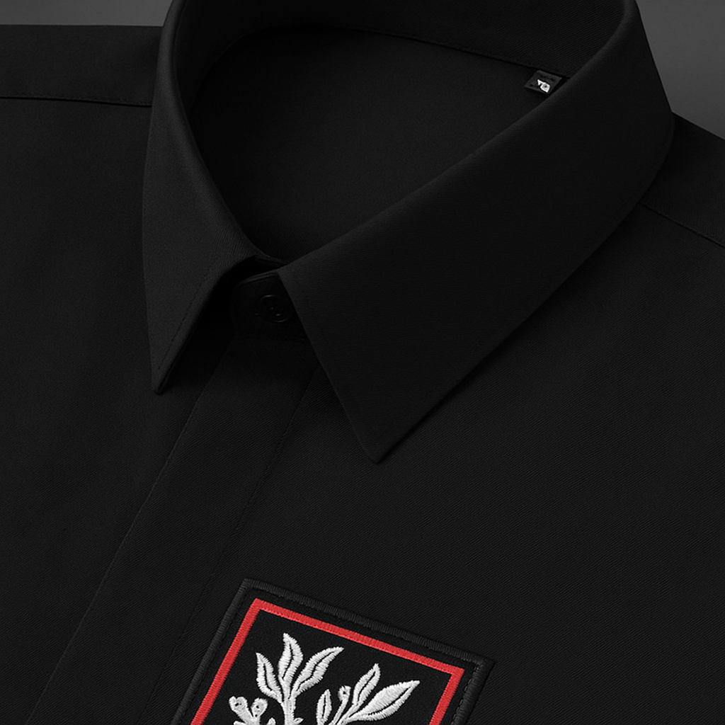 Floral Frame Embroidered Patch Shirt