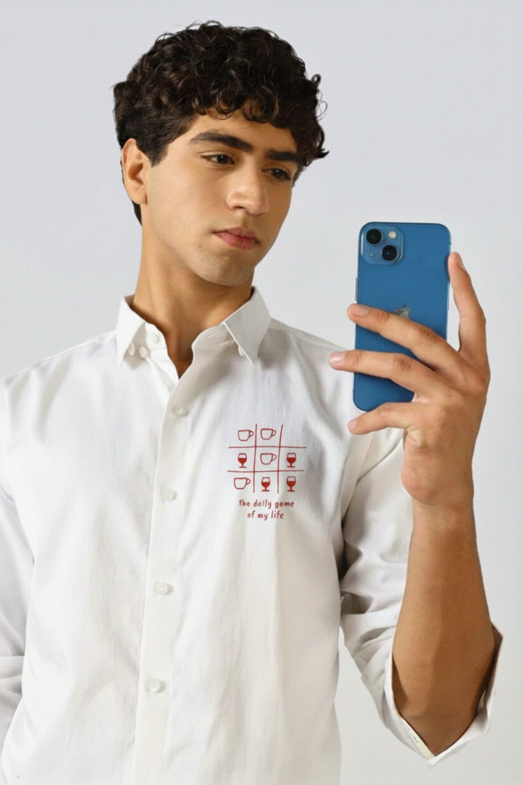 Men’s Casual Shirt with “Daily Game of My Life” Minimal Print