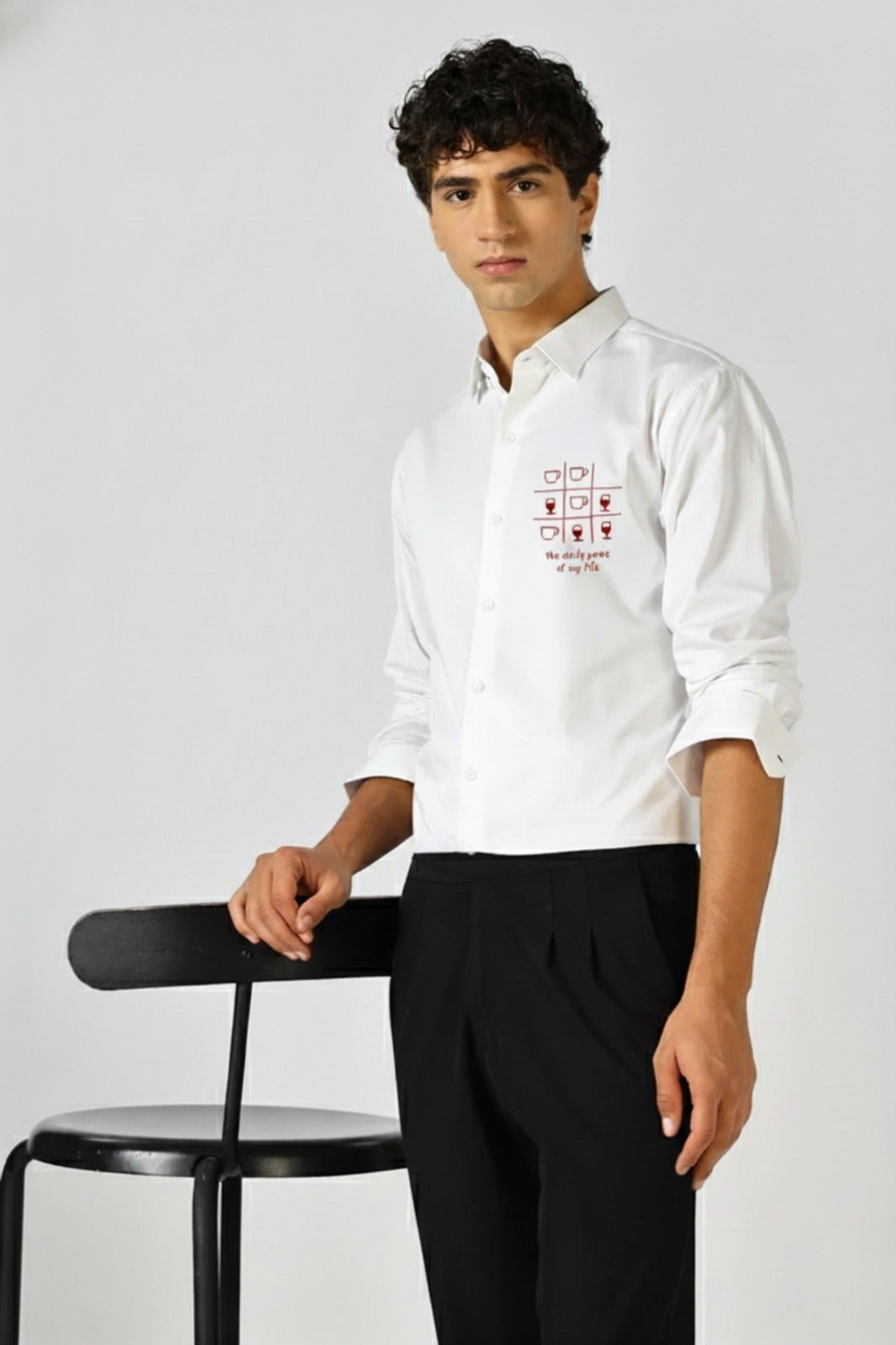 Men’s Casual Shirt with “Daily Game of My Life” Minimal Print