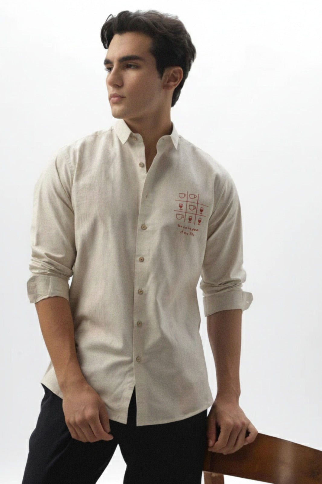 Men’s Casual Shirt with “Daily Game of My Life” Minimal Print