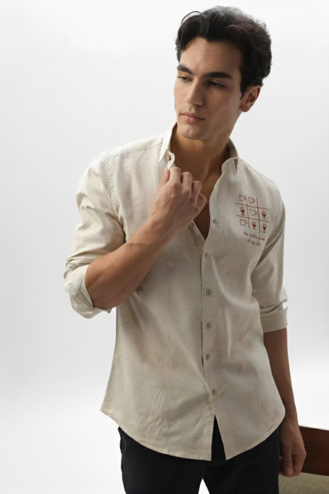 Men’s Casual Shirt with “Daily Game of My Life” Minimal Print