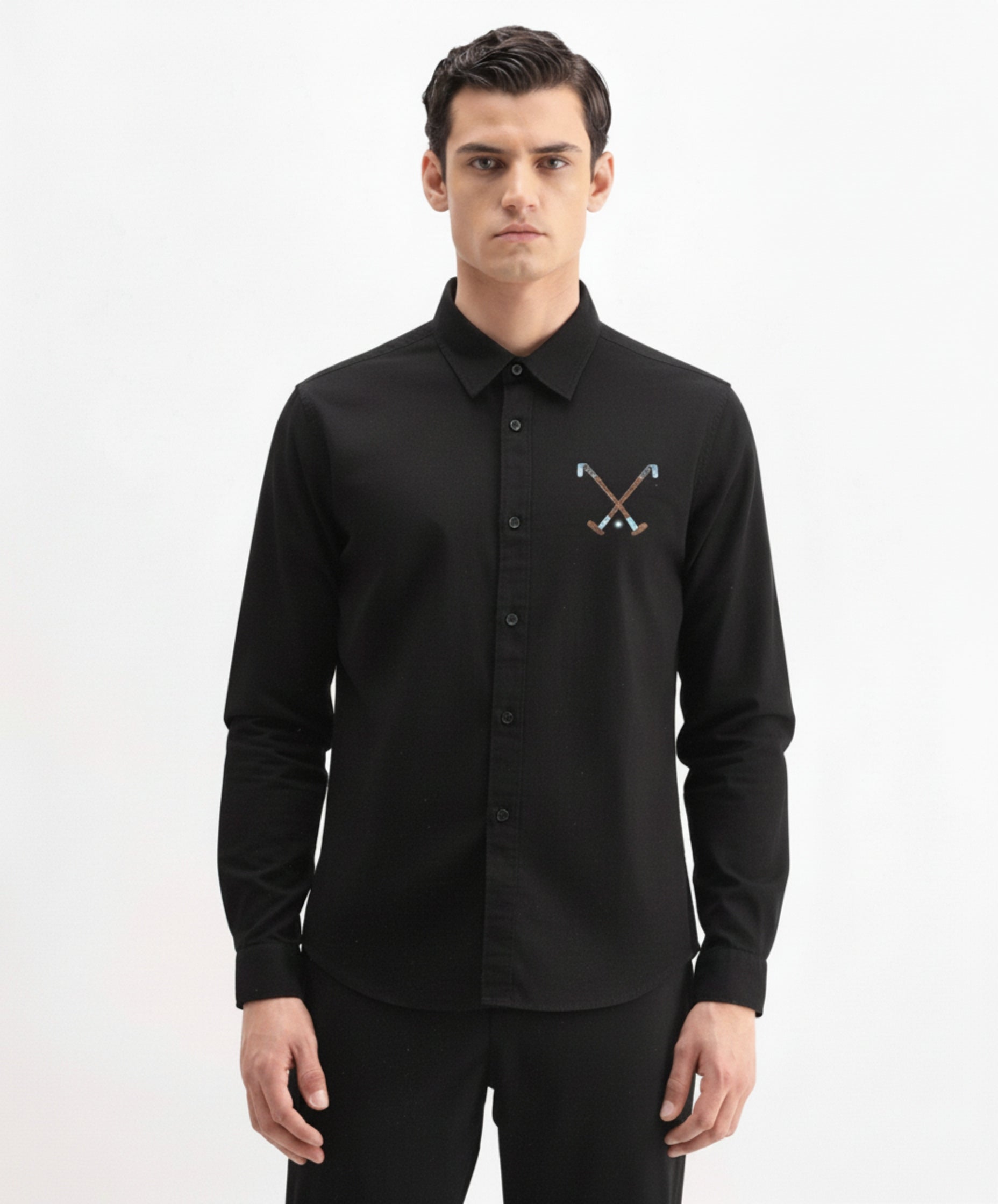 Men's Classic Oxford Shirt with Crossed-Club Embroidery