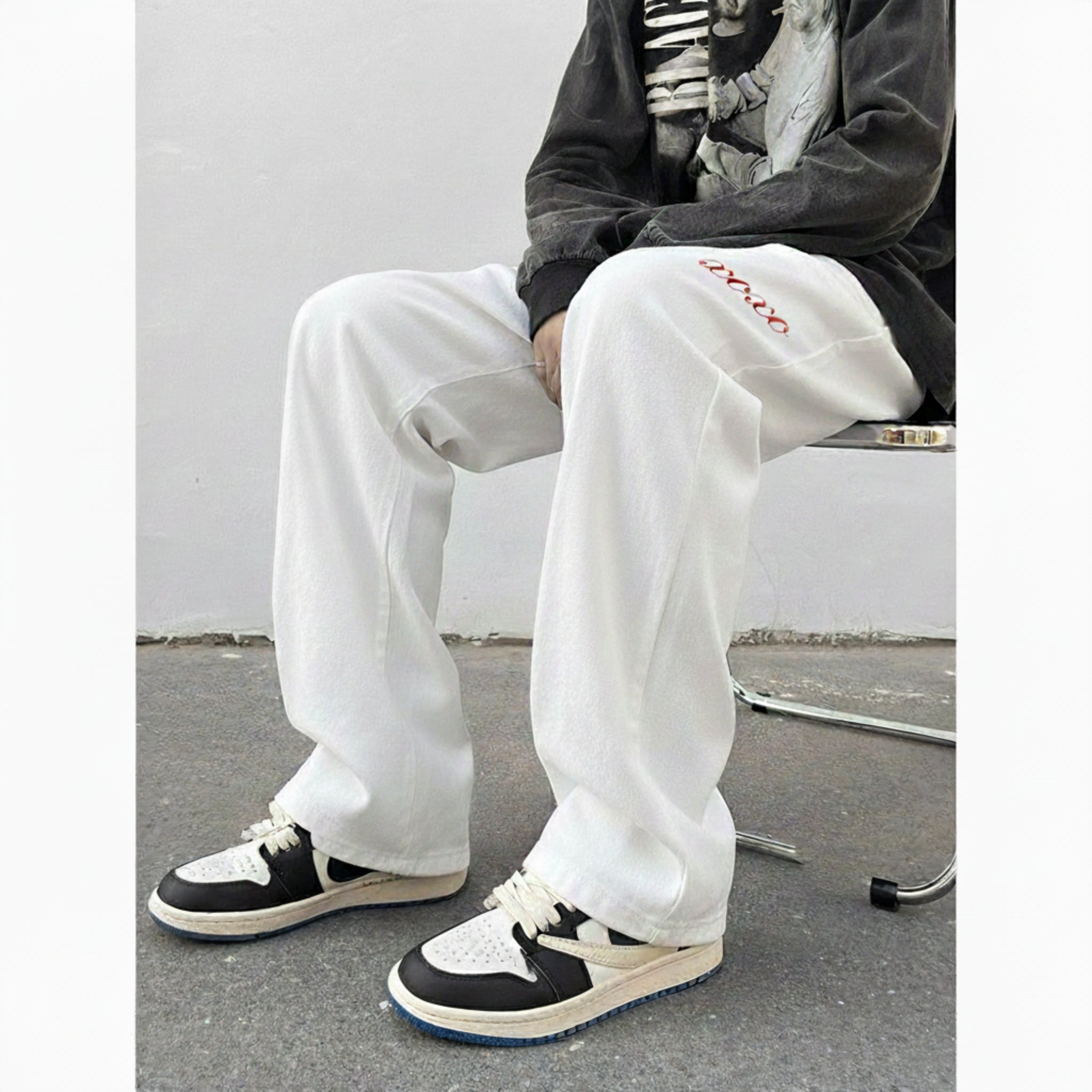 XOXO Embroidered Relaxed-Fit Streetwear Trouser