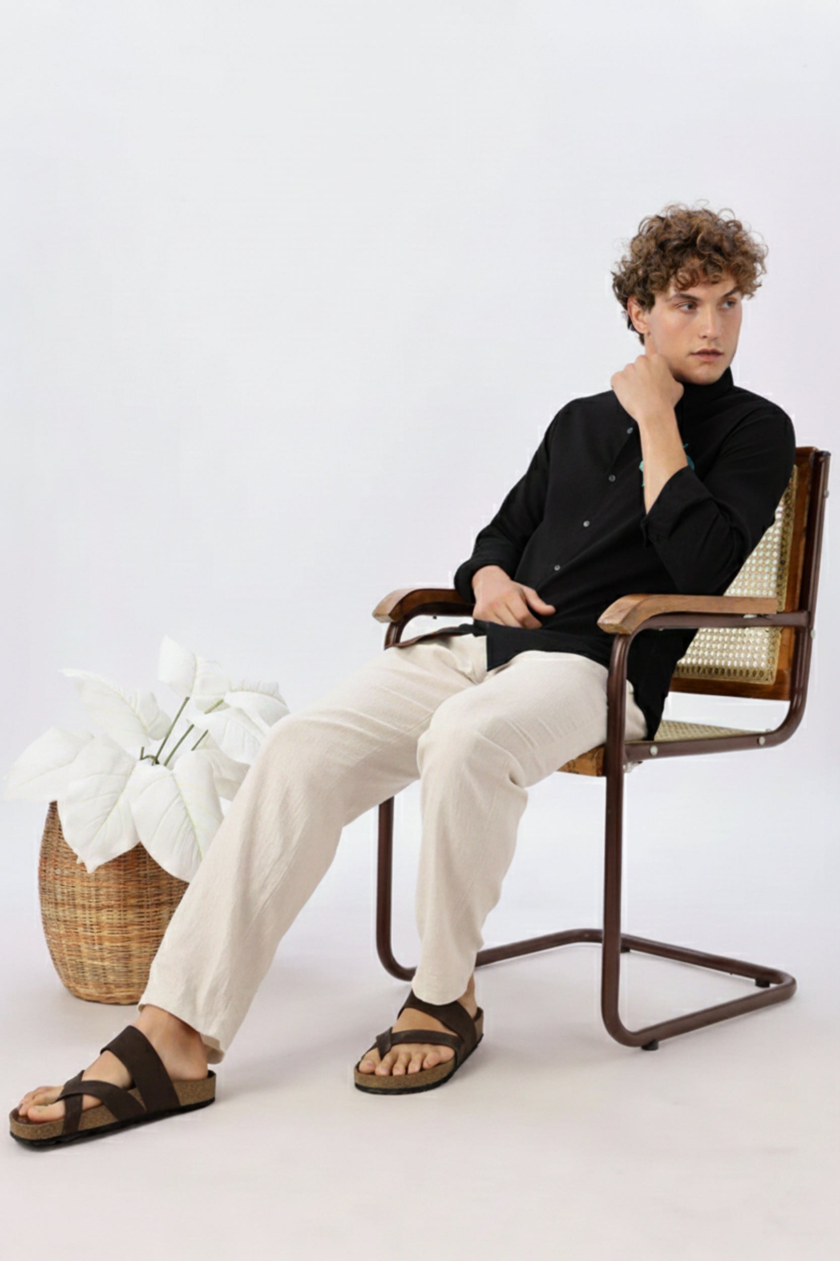 Men's Geometric Bear Embroidered Shirt