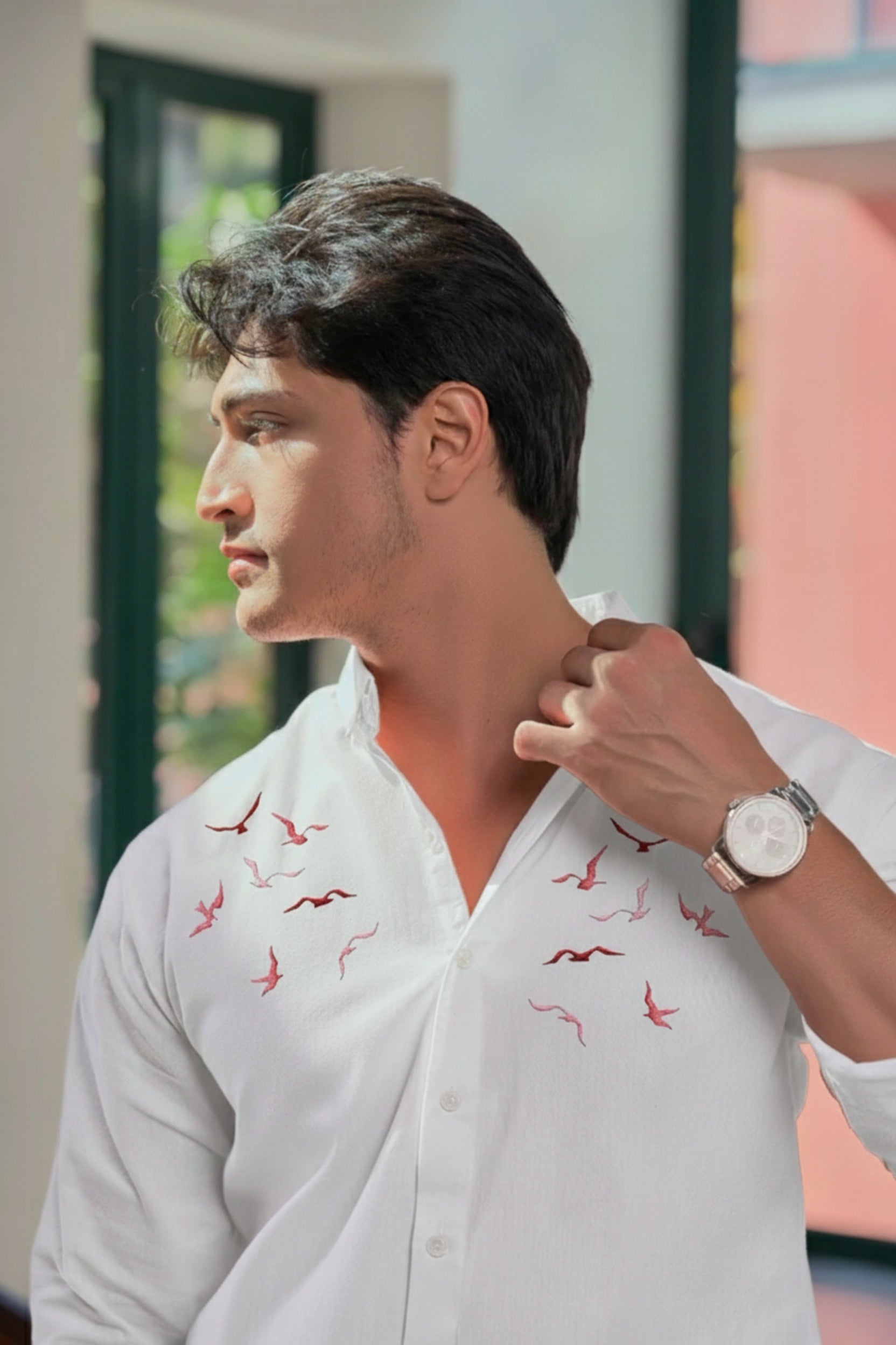 Men's Embroidered Seagull Shirt