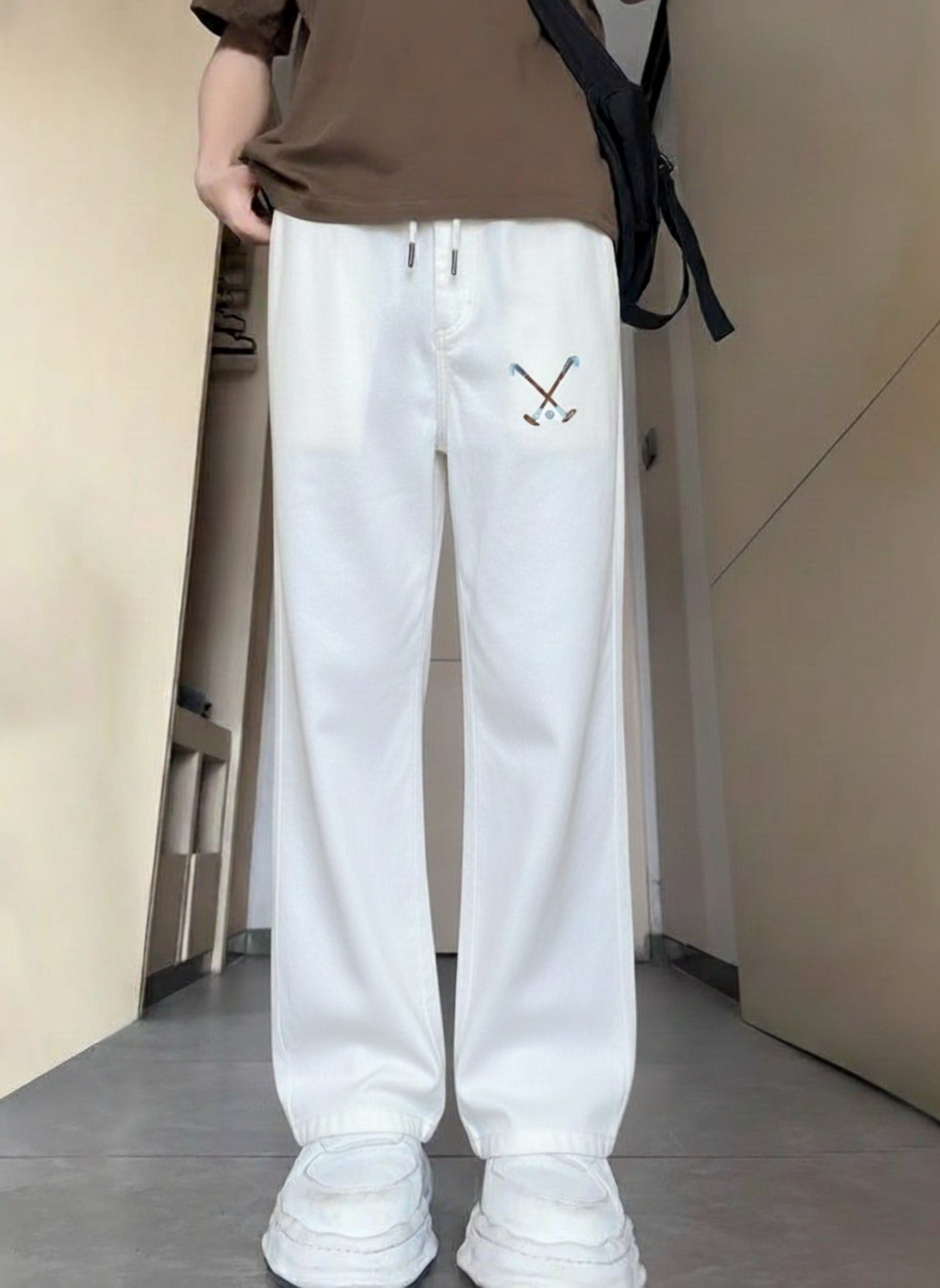 Crossed Sticks Embroidered Tailored Lounge Trouser