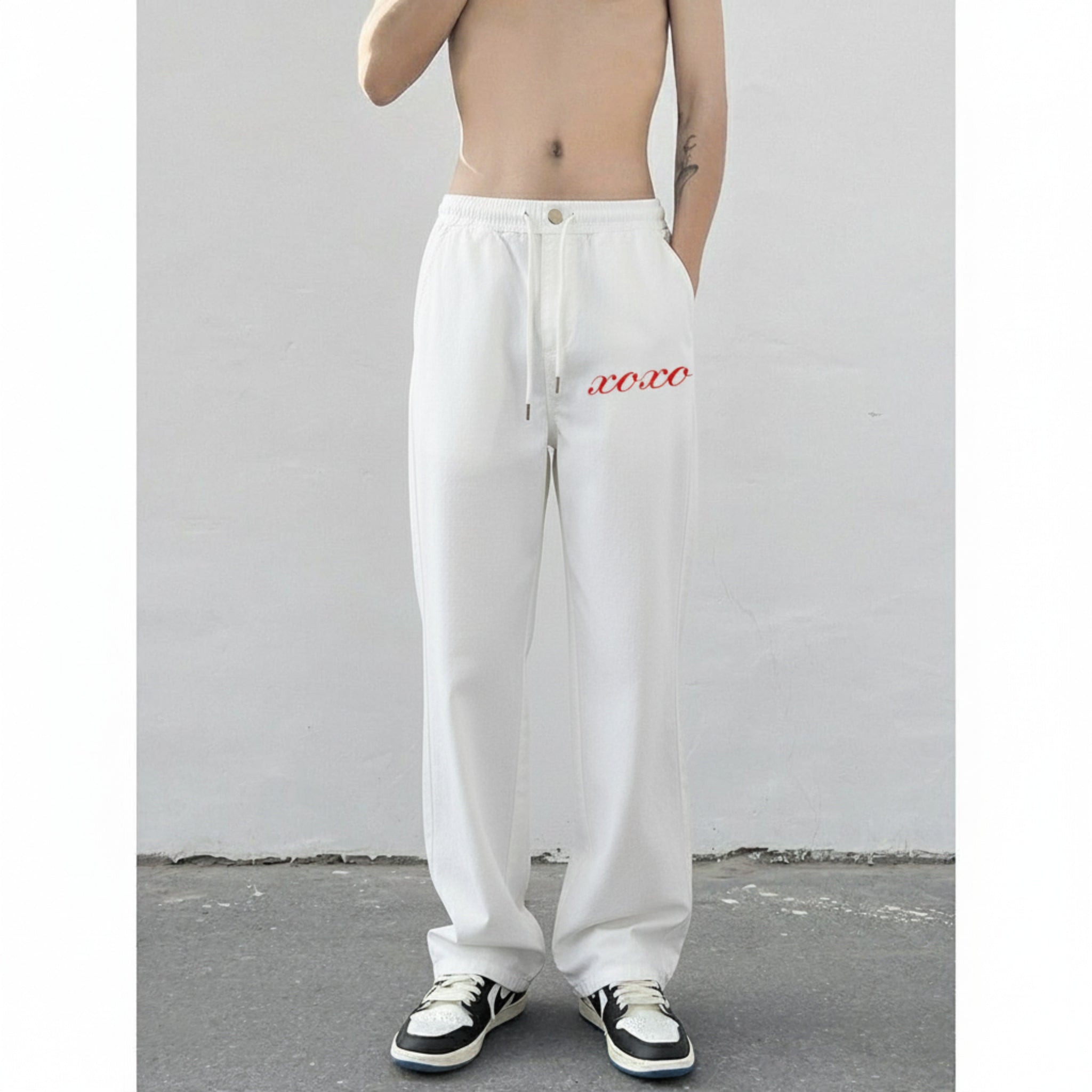 XOXO Embroidered Relaxed-Fit Streetwear Trouser