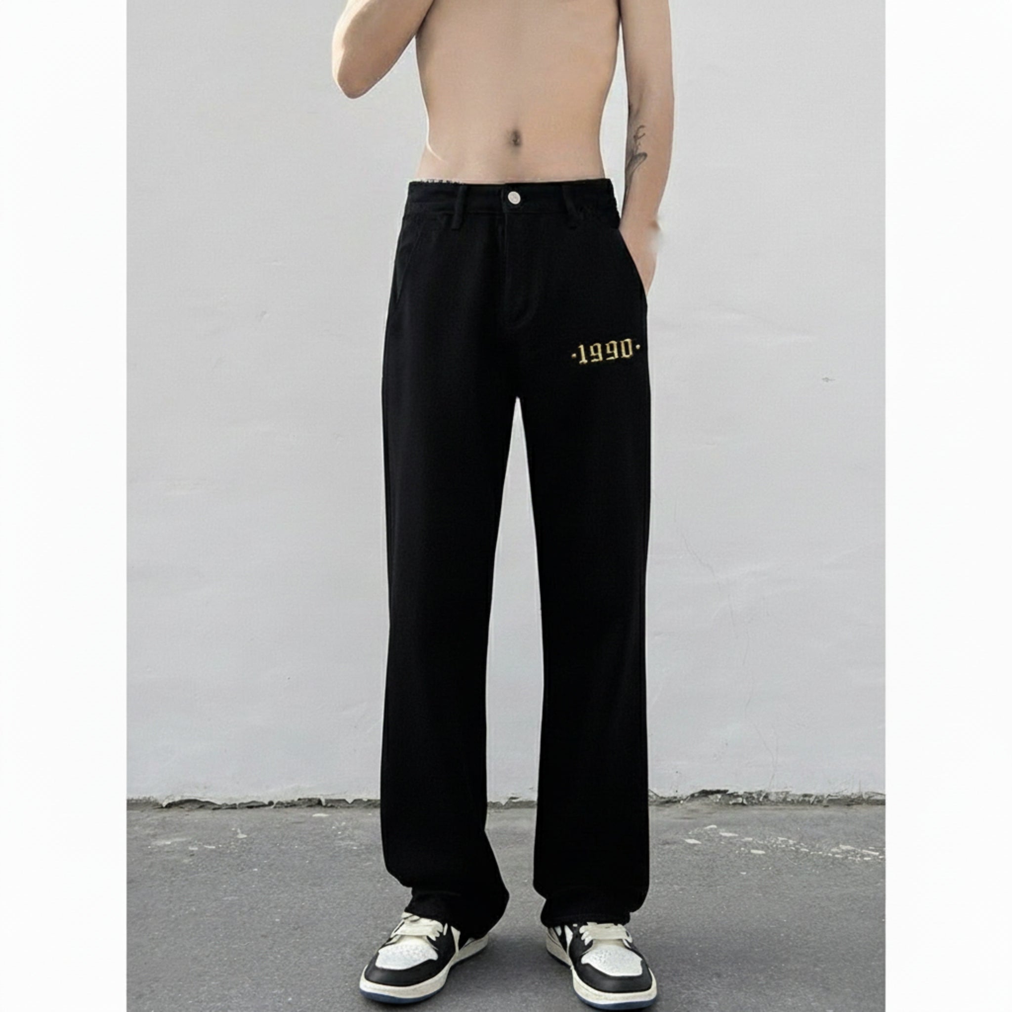1990 Embroidered Relaxed-Fit Trousers