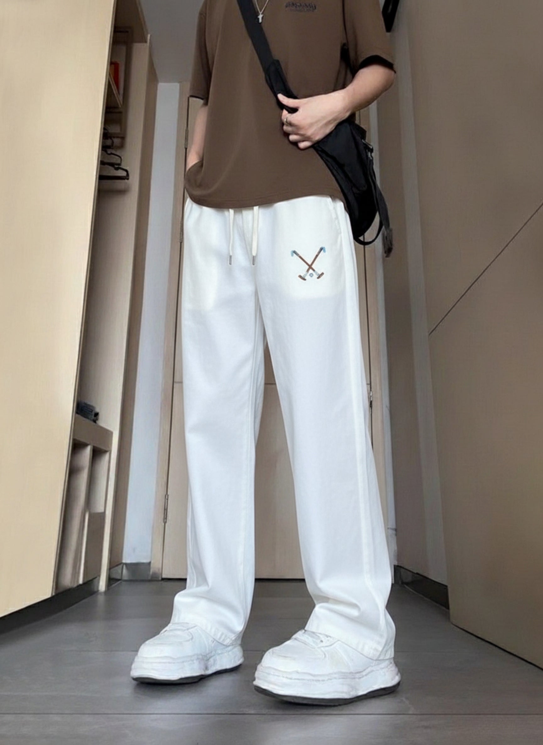 Crossed Sticks Embroidered Tailored Lounge Trouser