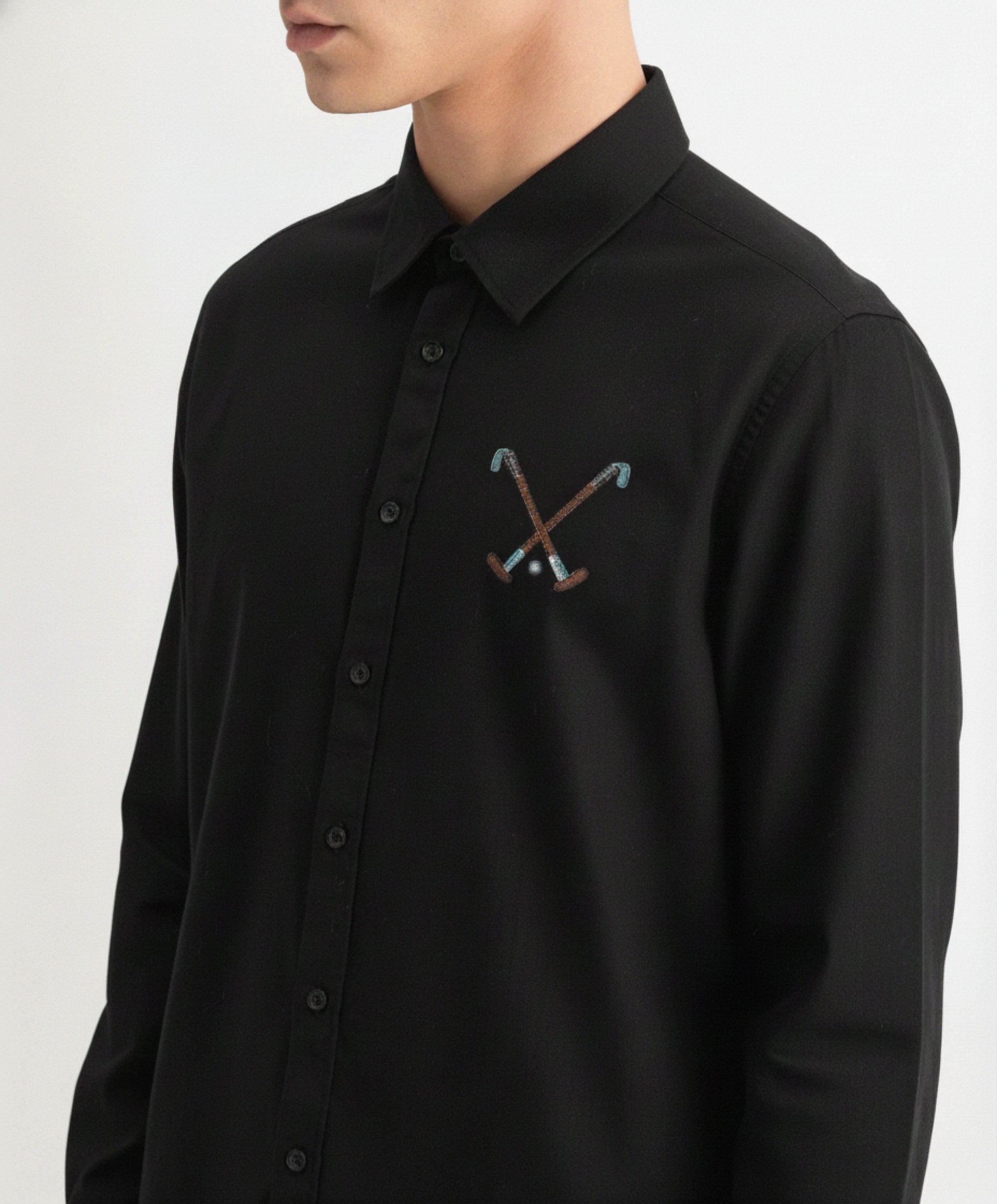 Men's Classic Oxford Shirt with Crossed-Club Embroidery