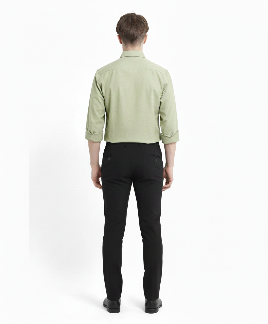 Men’s Light Sage Green Shirt with Artistic Embroidered Motif