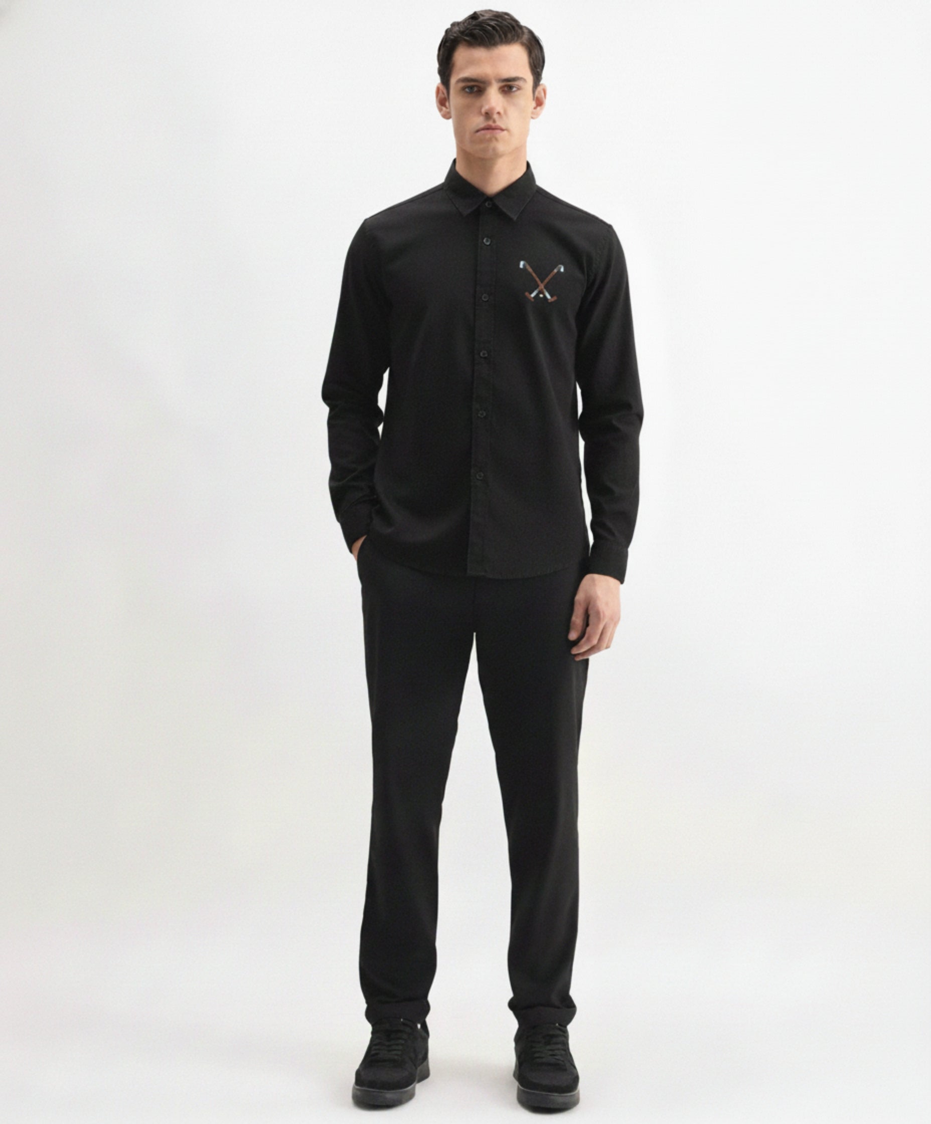 Men's Classic Oxford Shirt with Crossed-Club Embroidery