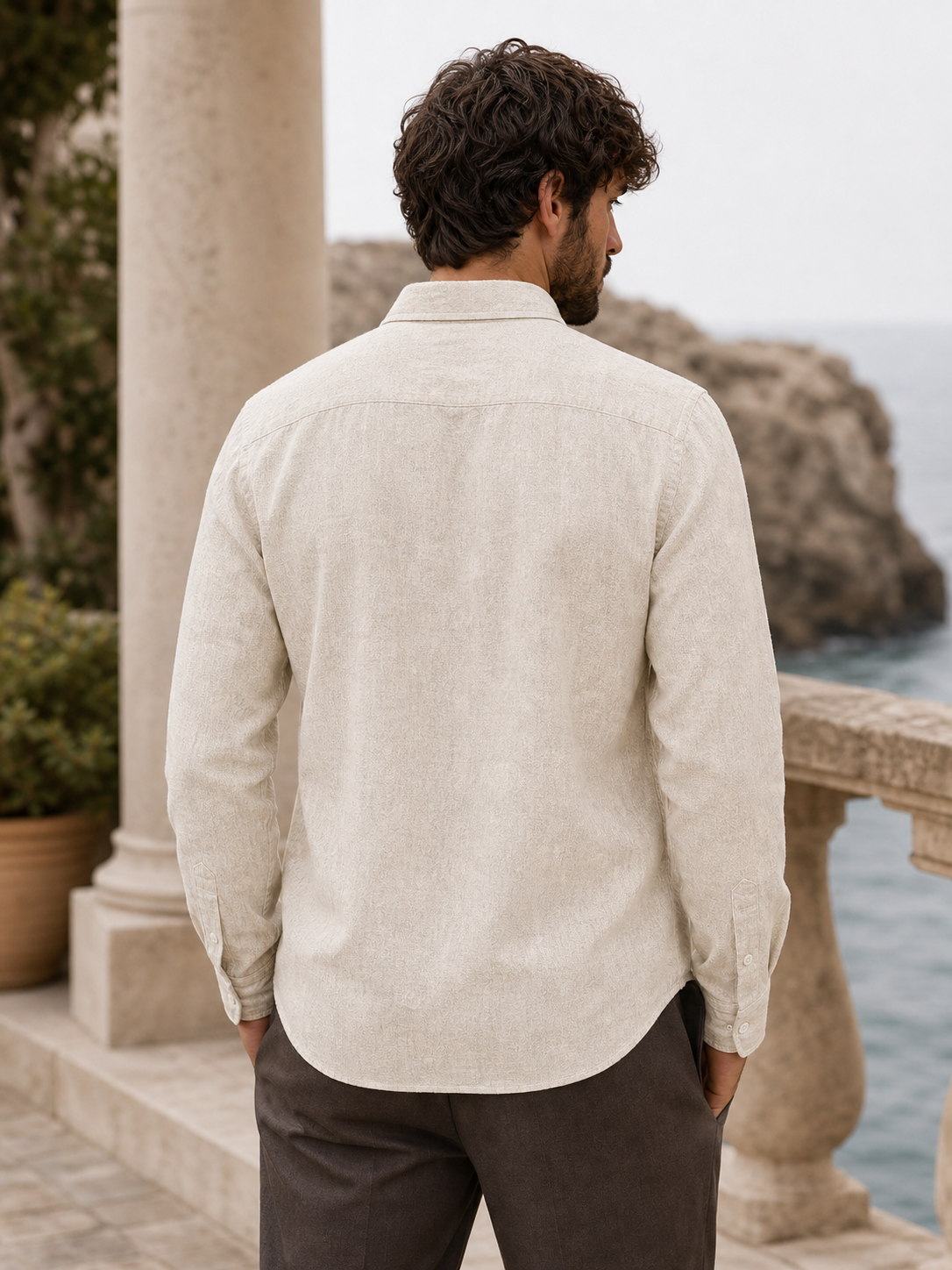 Men's Off White Cream LYOLEN™ Linen Shirt